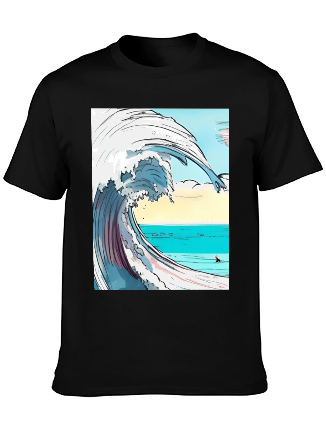 Ocean Wave Graphic Tee - Black