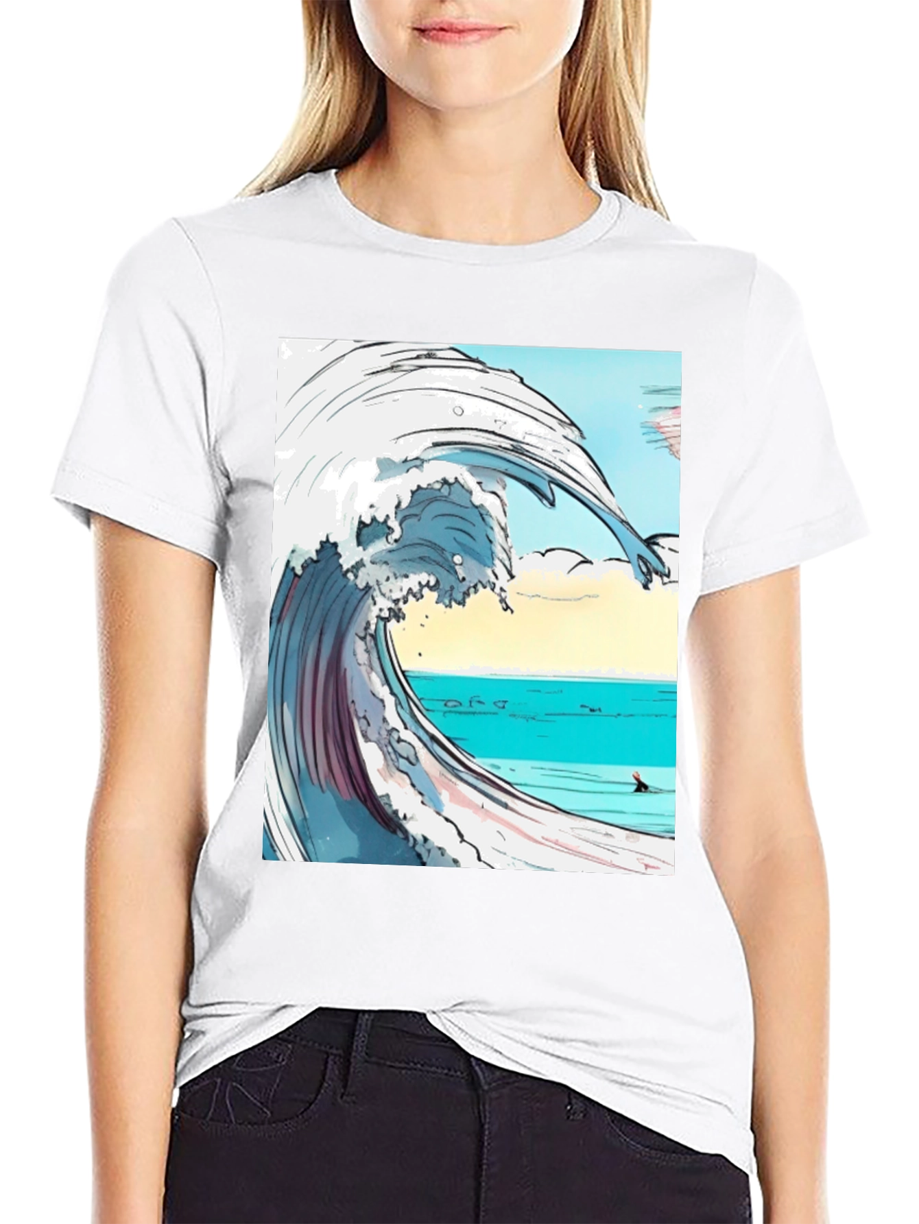 Ocean Wave Graphic Tee - Black