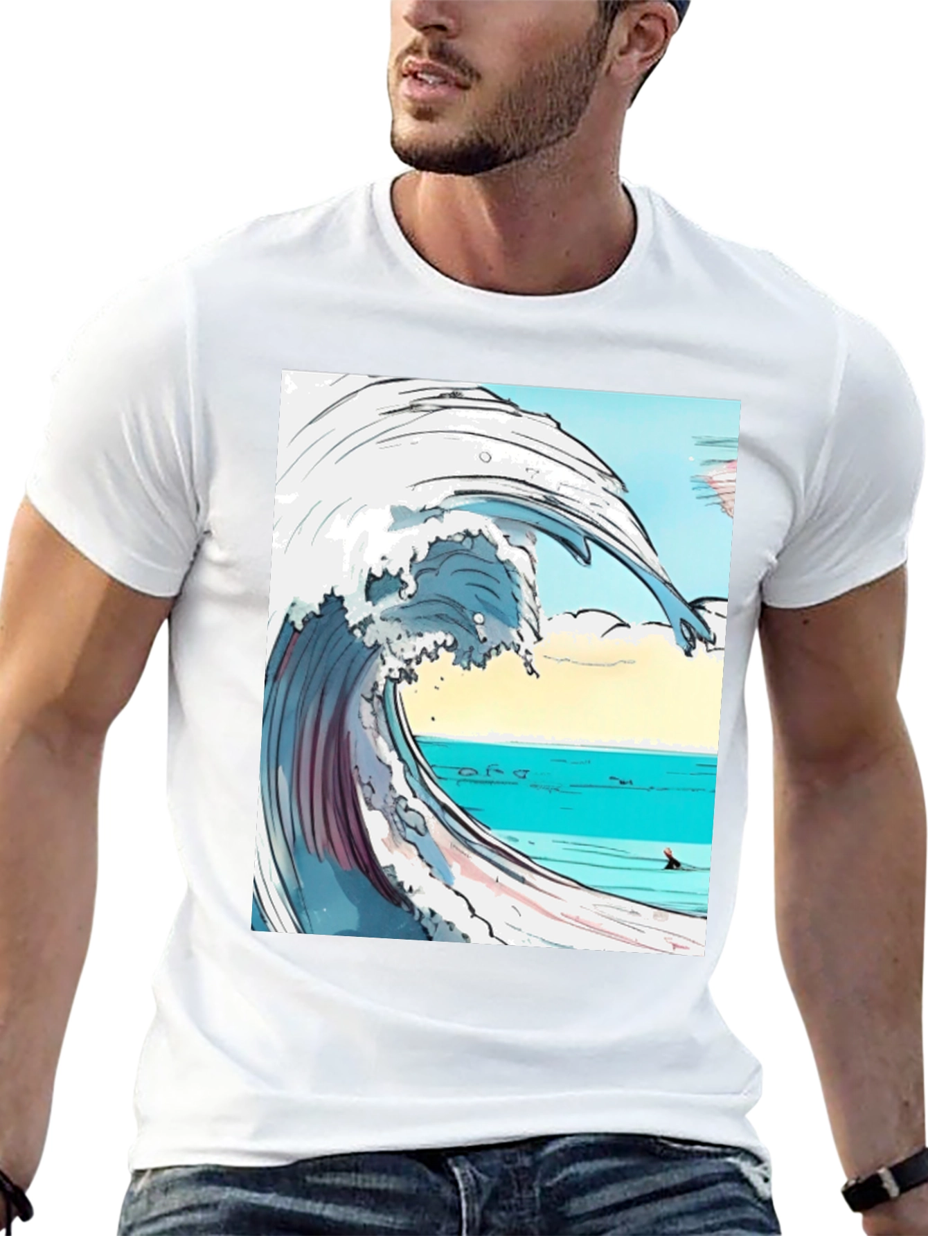 Ocean Wave Graphic Tee - Black