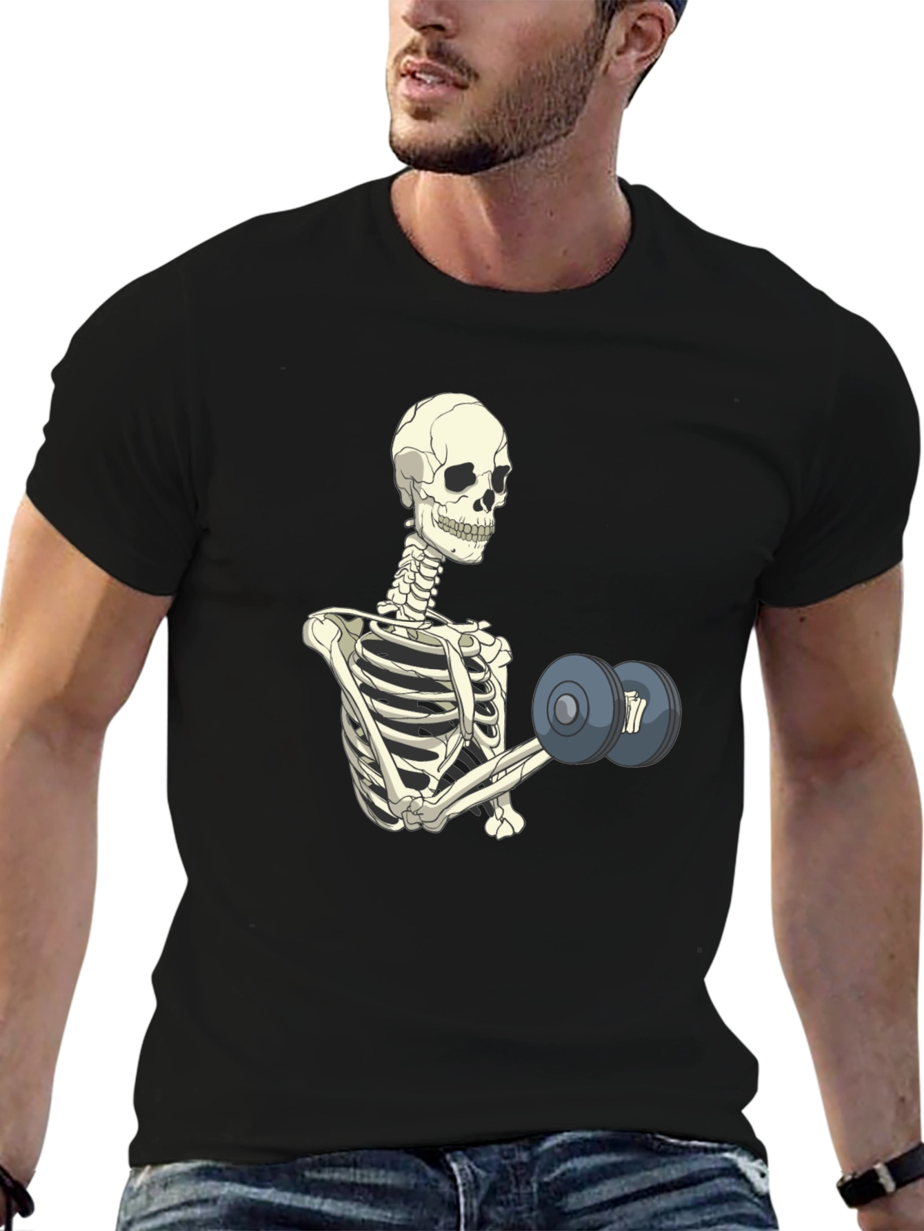 Skeleton Lifting Weights T-Shirt
