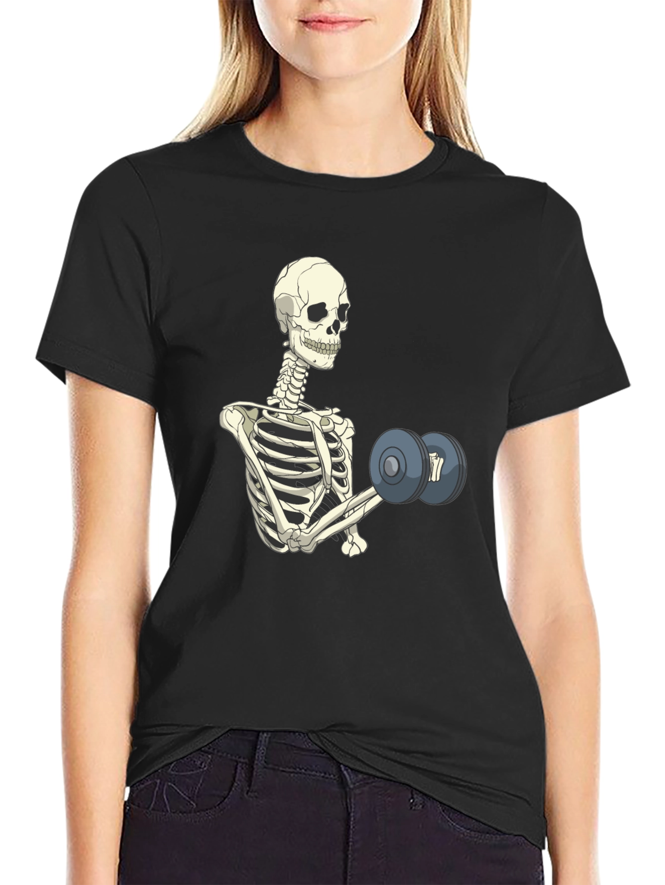 Skeleton Lifting Weights T-Shirt