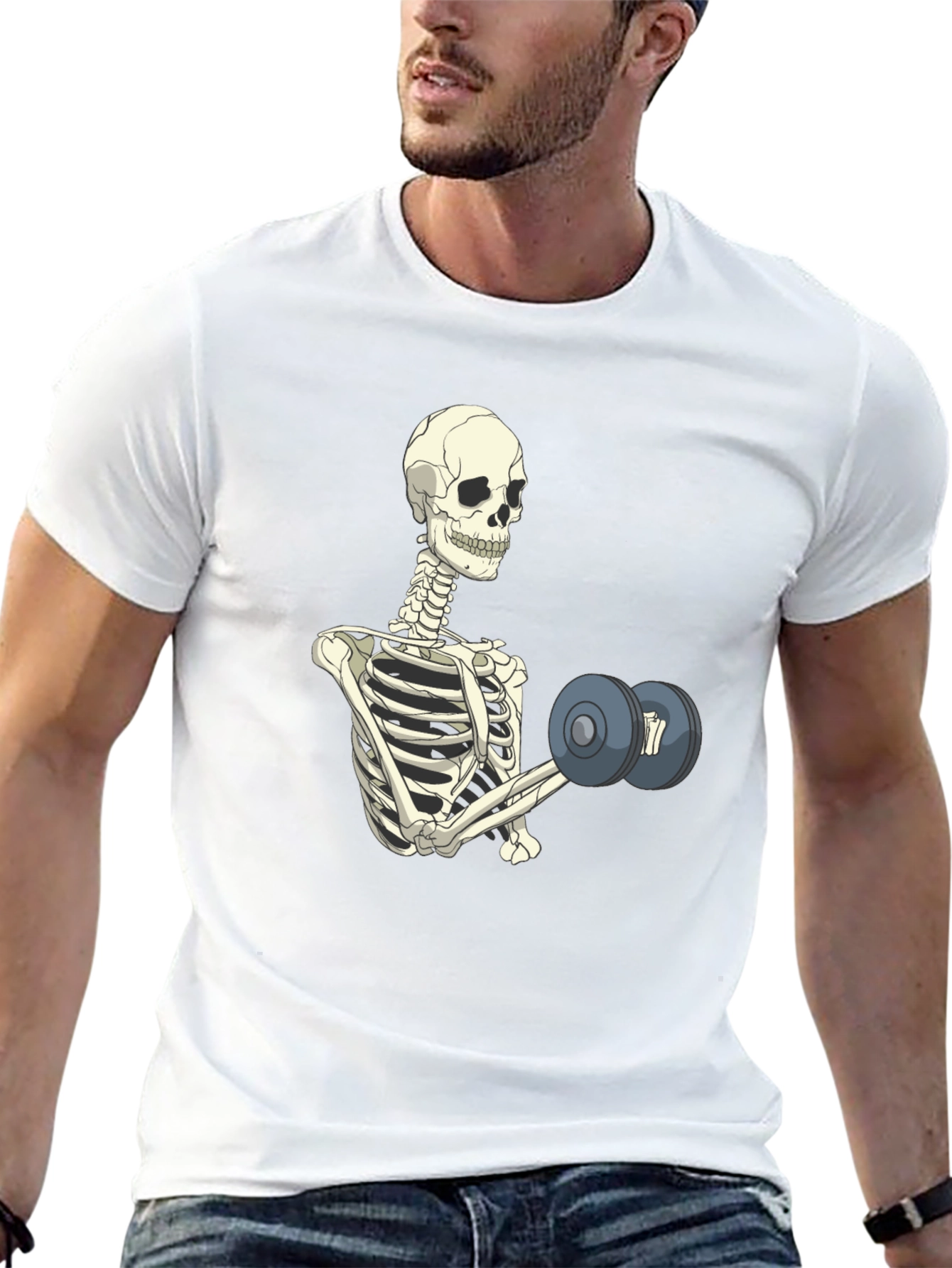 Skeleton Lifting Weights T-Shirt