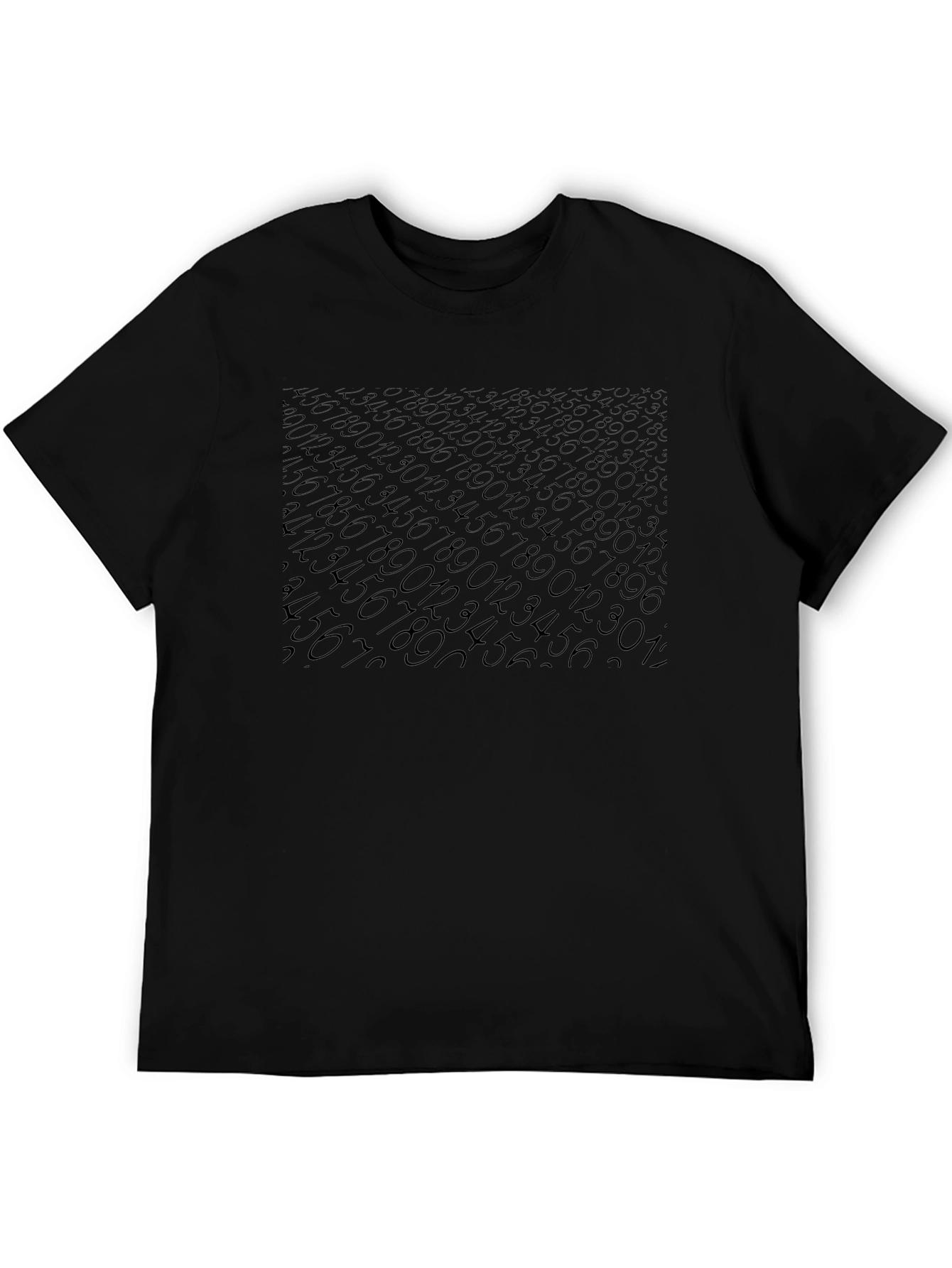 Mens Black Numeric Pattern T-Shirt