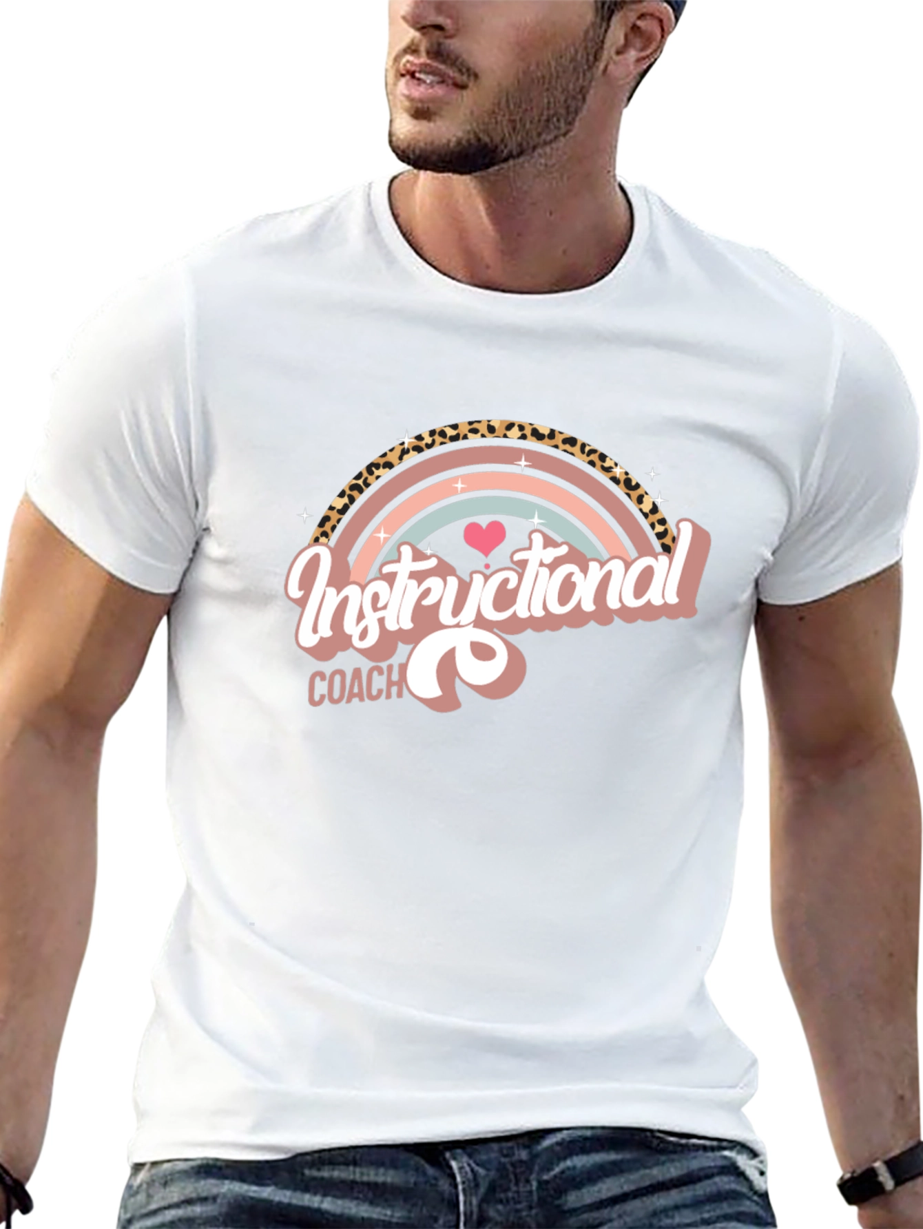 Instructional Coach Leopard Rainbow Graphic Tee