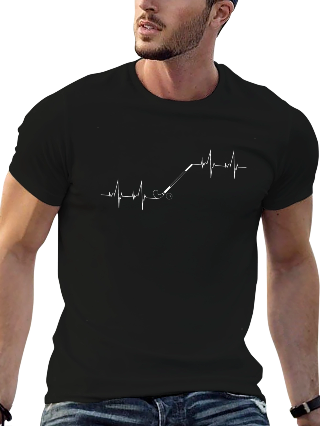 Hockey Heartbeat T-Shirt - Black