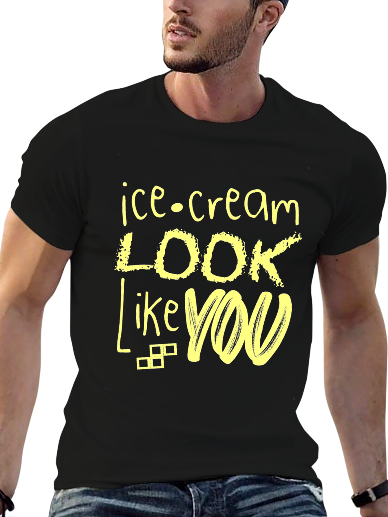 Ice Cream Look Like You Black Graphic Tee