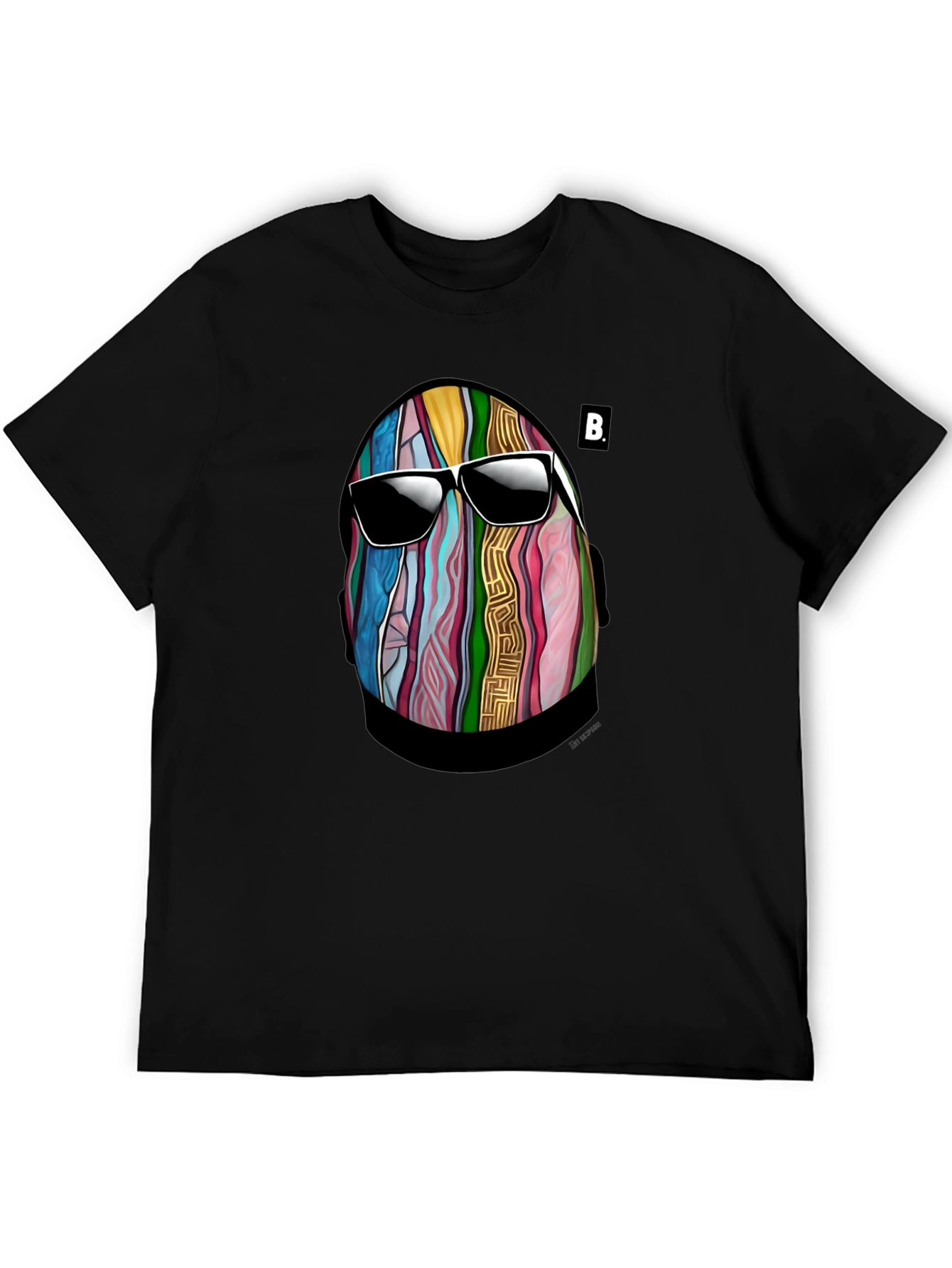 Abstract Face Graphic Mens Black T-Shirt