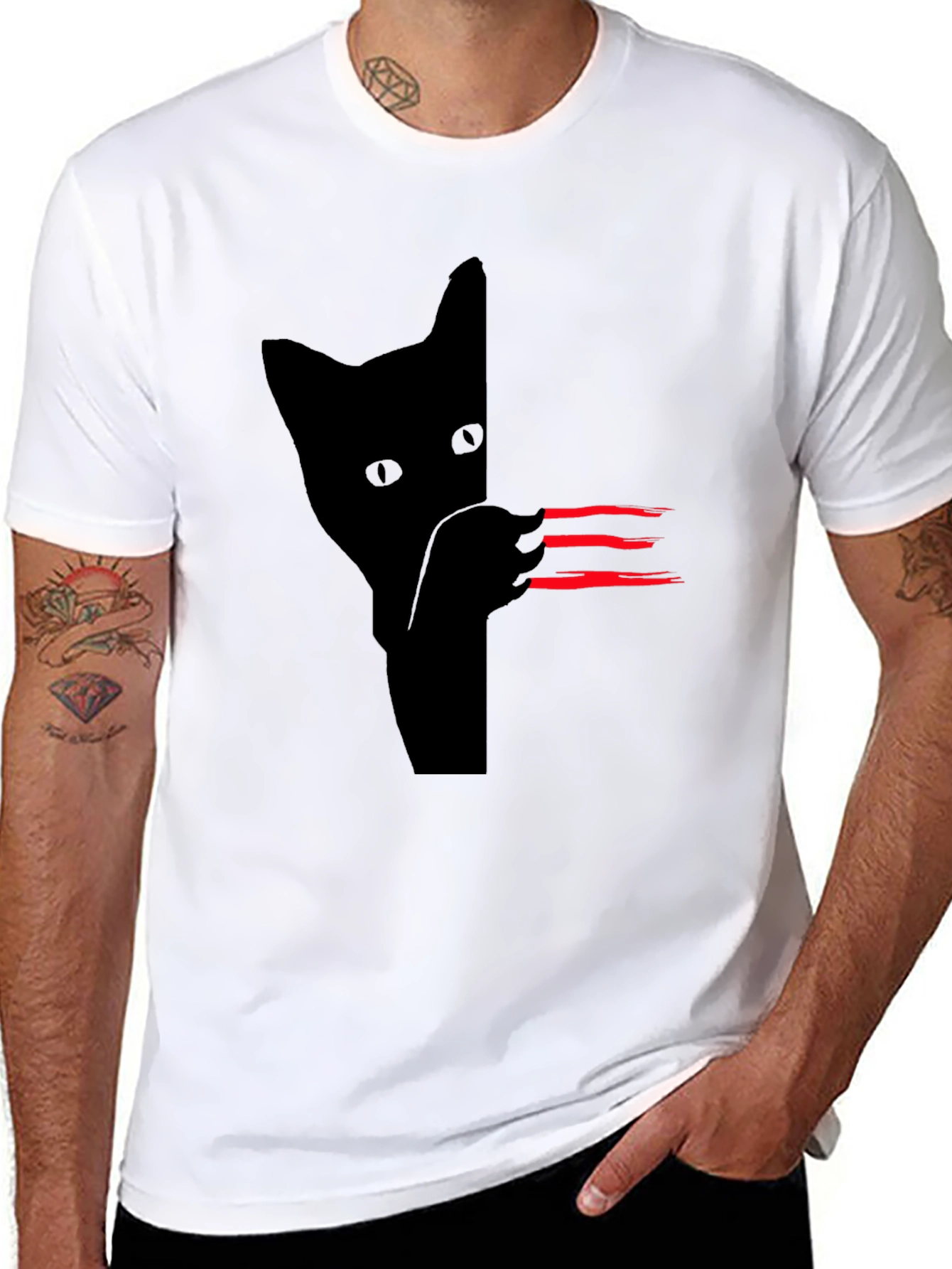 Black Cat Scratch T-Shirt