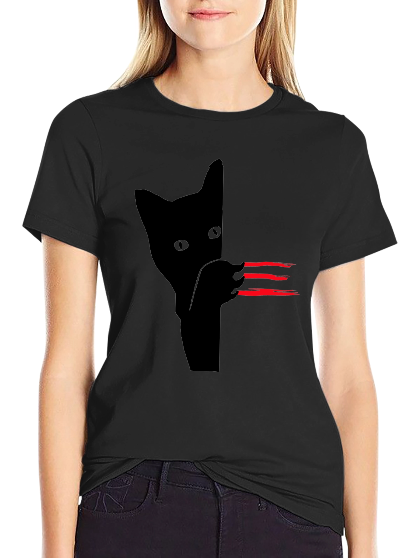Black Cat Scratch T-Shirt