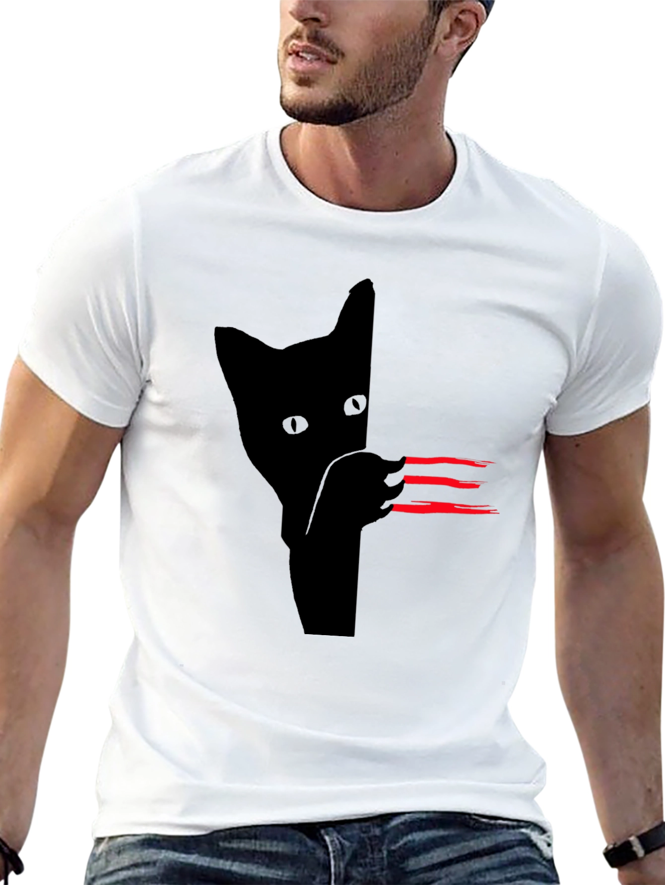 Black Cat Scratch T-Shirt