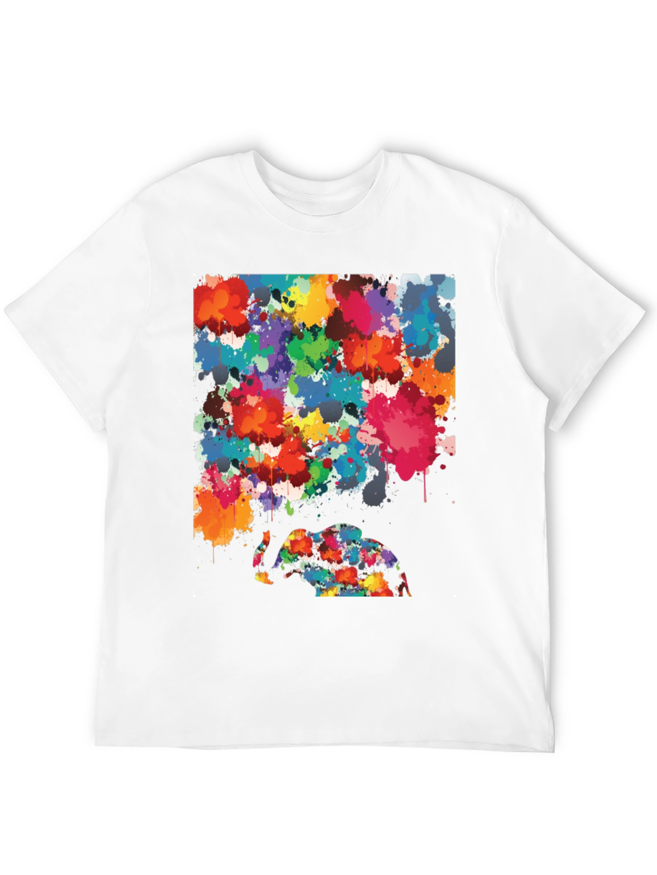 Abstract Elephant Splatter Art Black T-Shirt