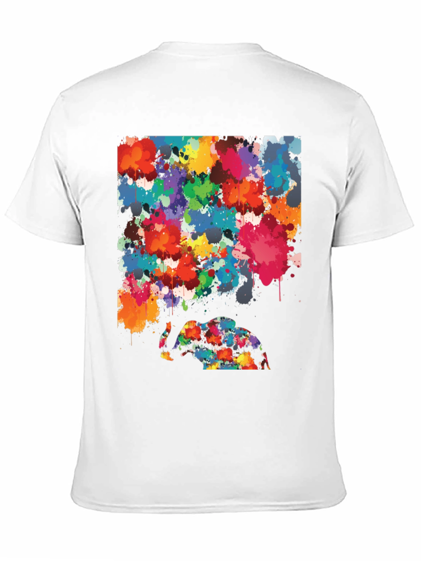 Abstract Elephant Splatter Art Black T-Shirt