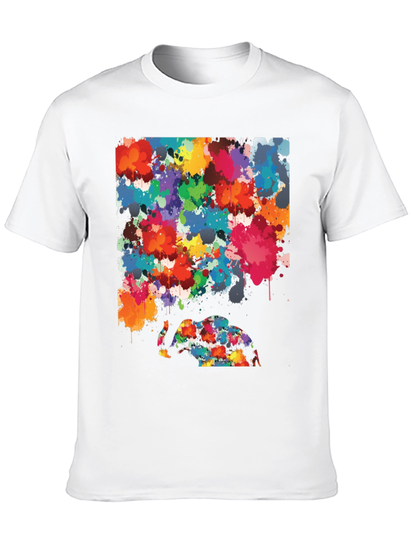 Abstract Elephant Splatter Art Black T-Shirt