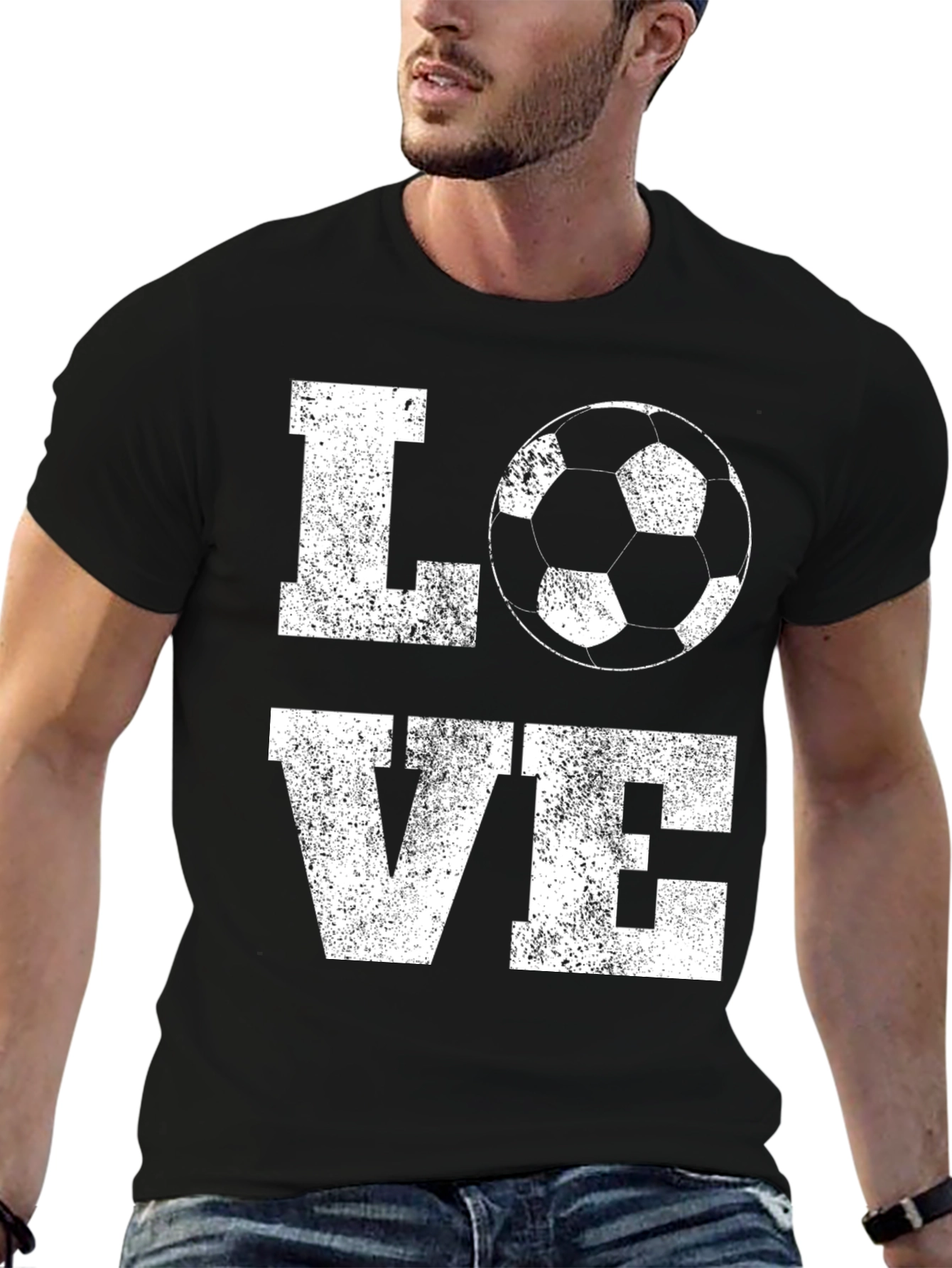Love Soccer Distressed Graphic Tee - Black