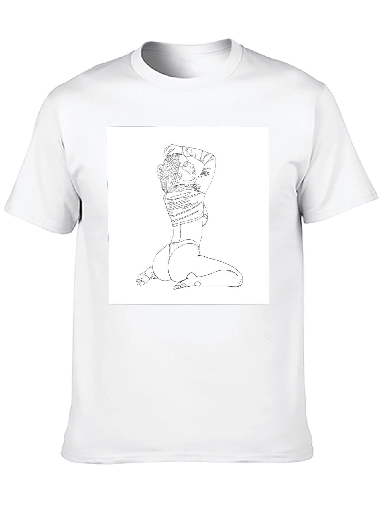 Line Art Woman Graphic Tee - Black