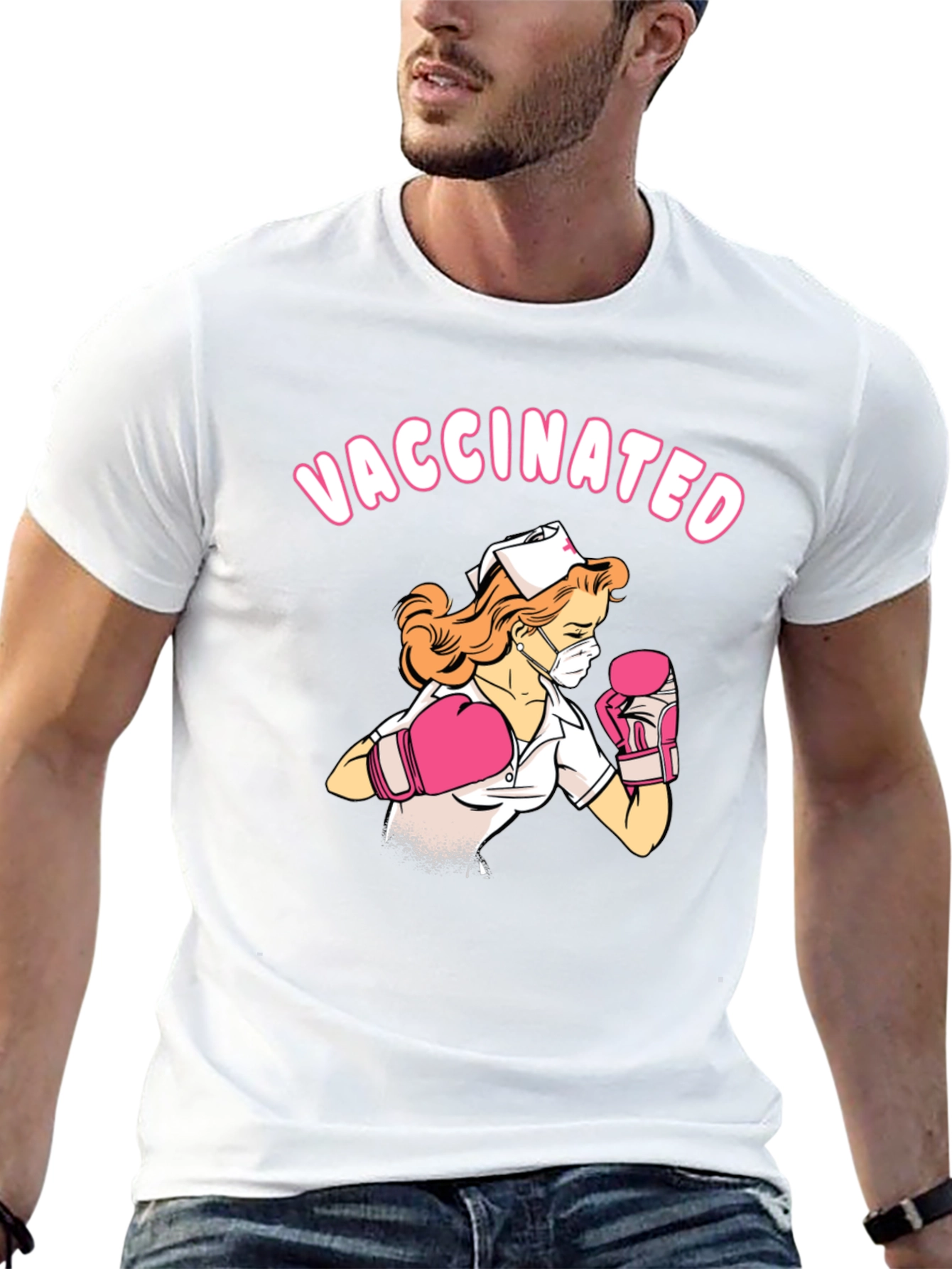 Vaccinated Nurse Boxer Graphic Tee