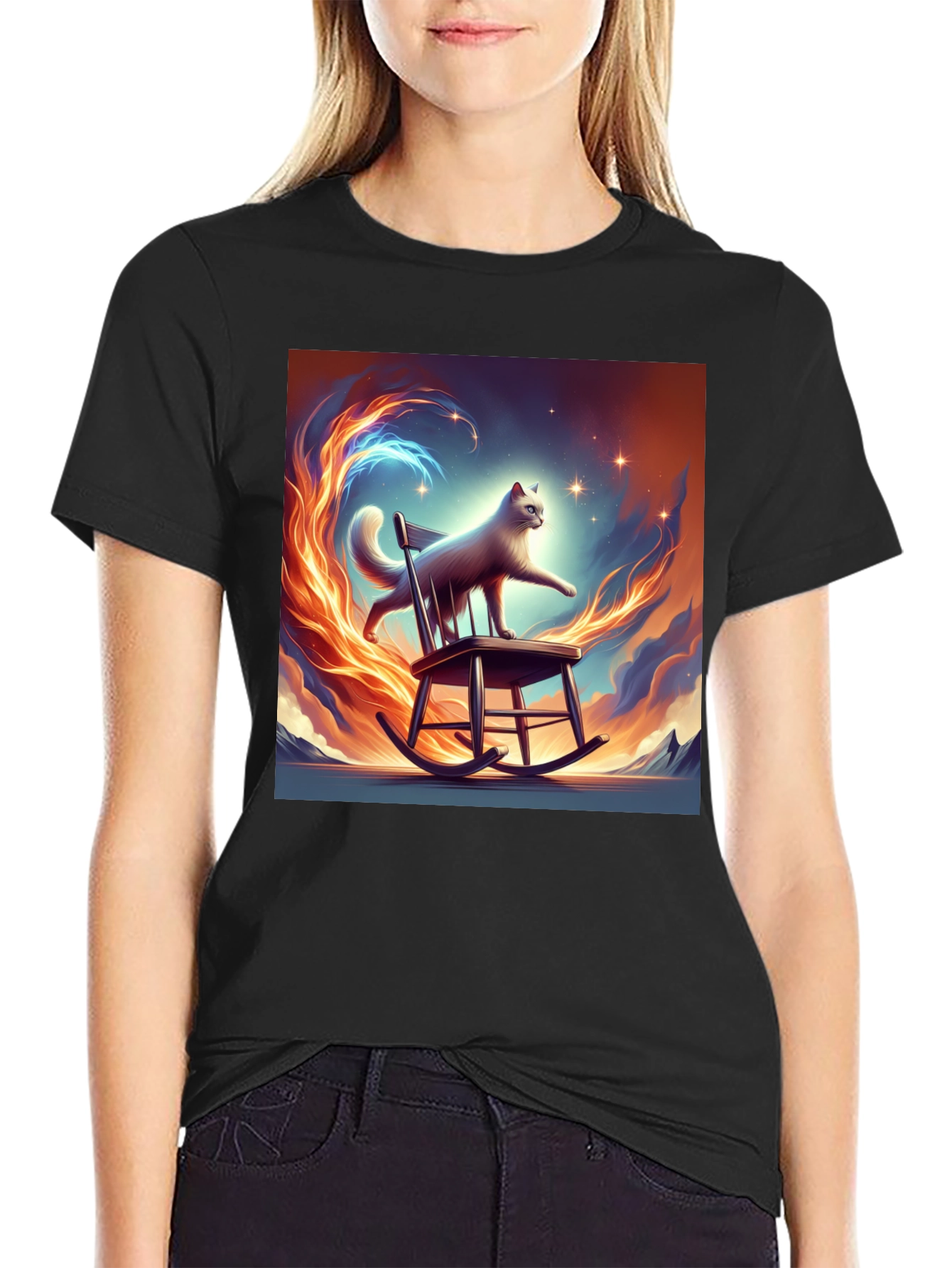 Cat on Rocking Chair Graphic Tee