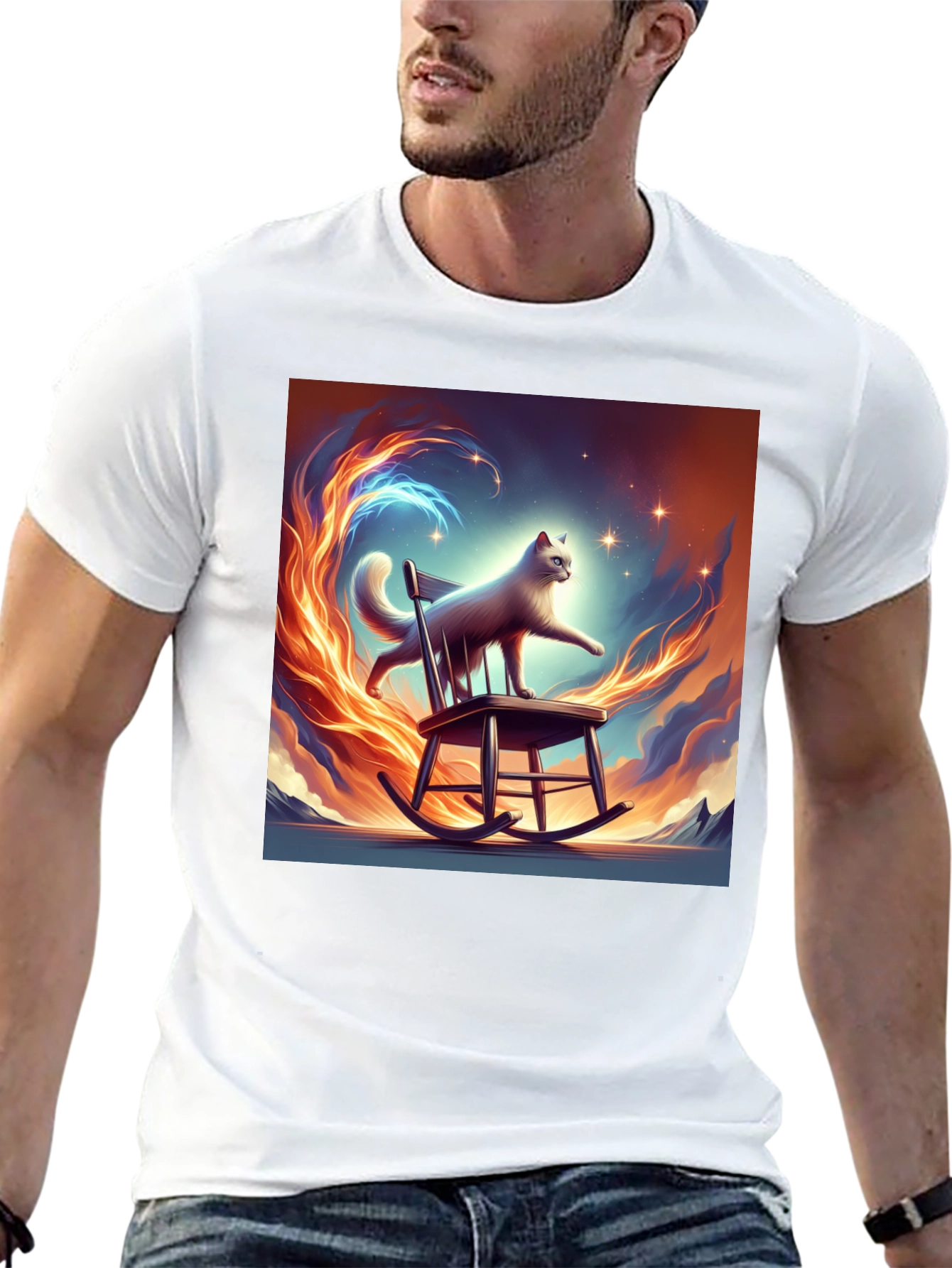 Cat on Rocking Chair Graphic Tee