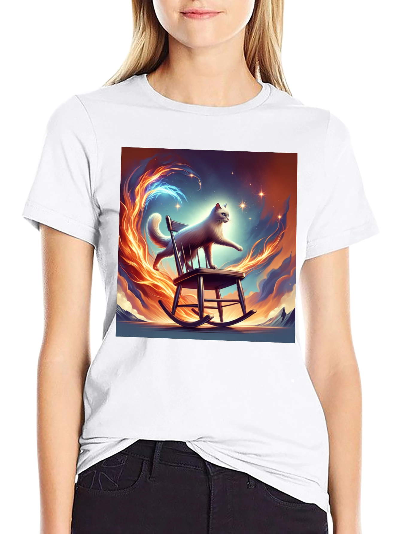 Cat on Rocking Chair Graphic Tee
