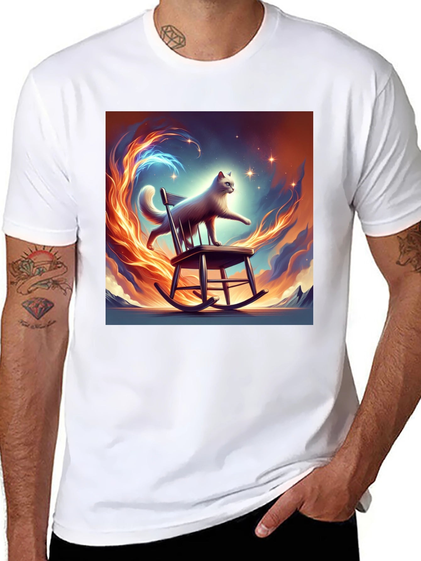 Cat on Rocking Chair Graphic Tee