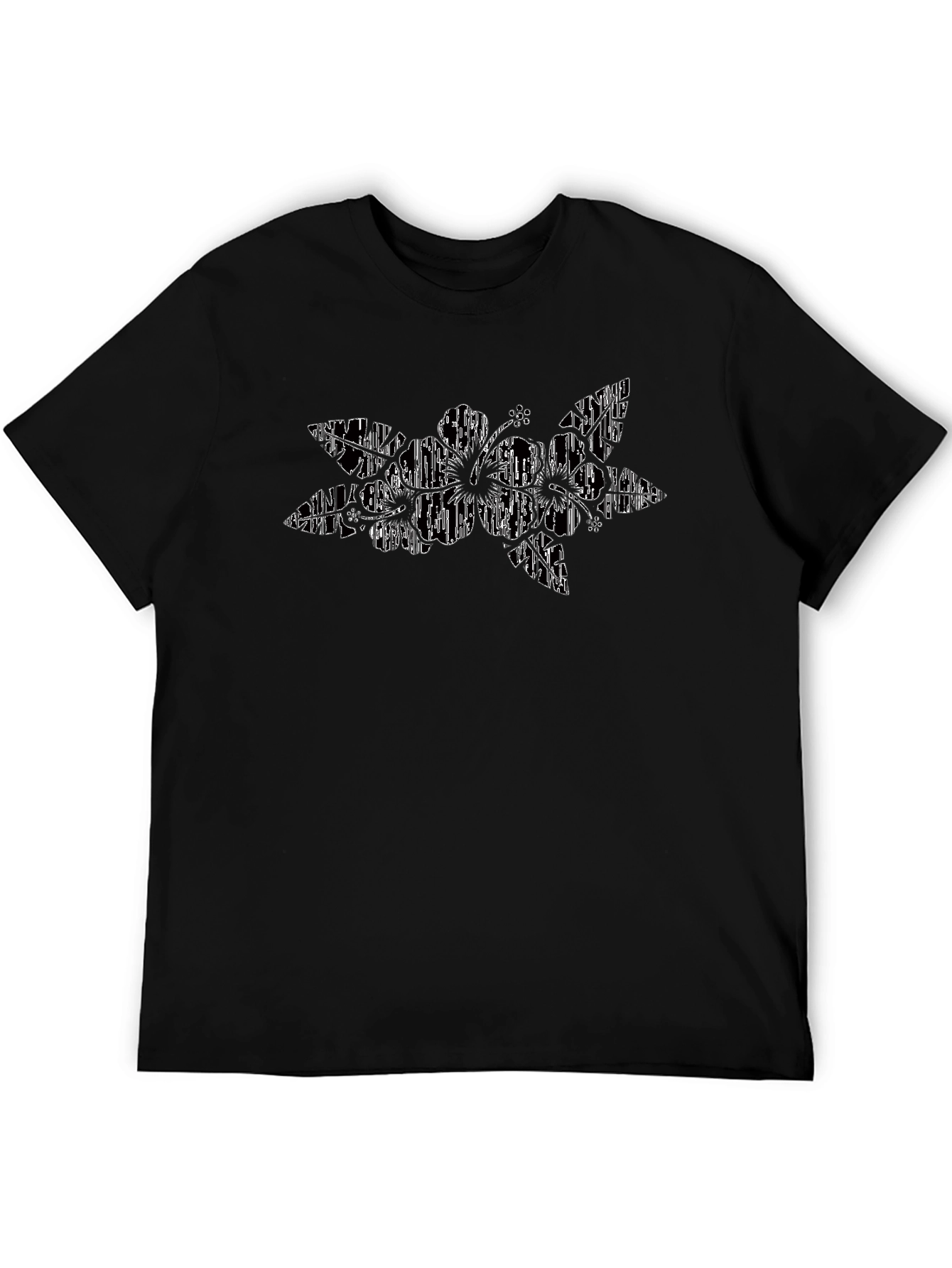 Abstract Floral Graphic Black T-Shirt