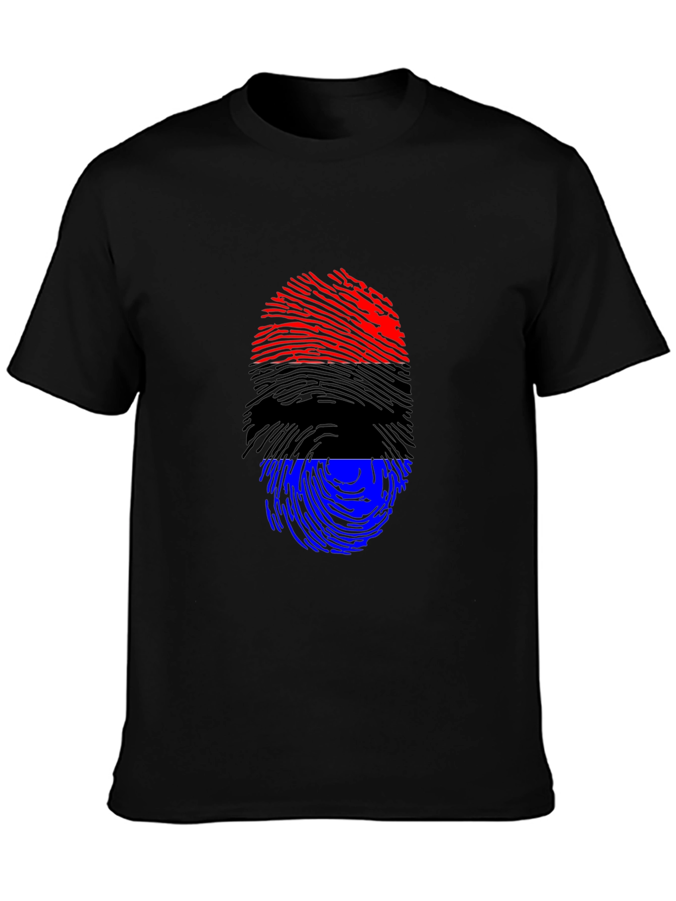 Patriotic Fingerprint T-Shirt - Red Black Blue