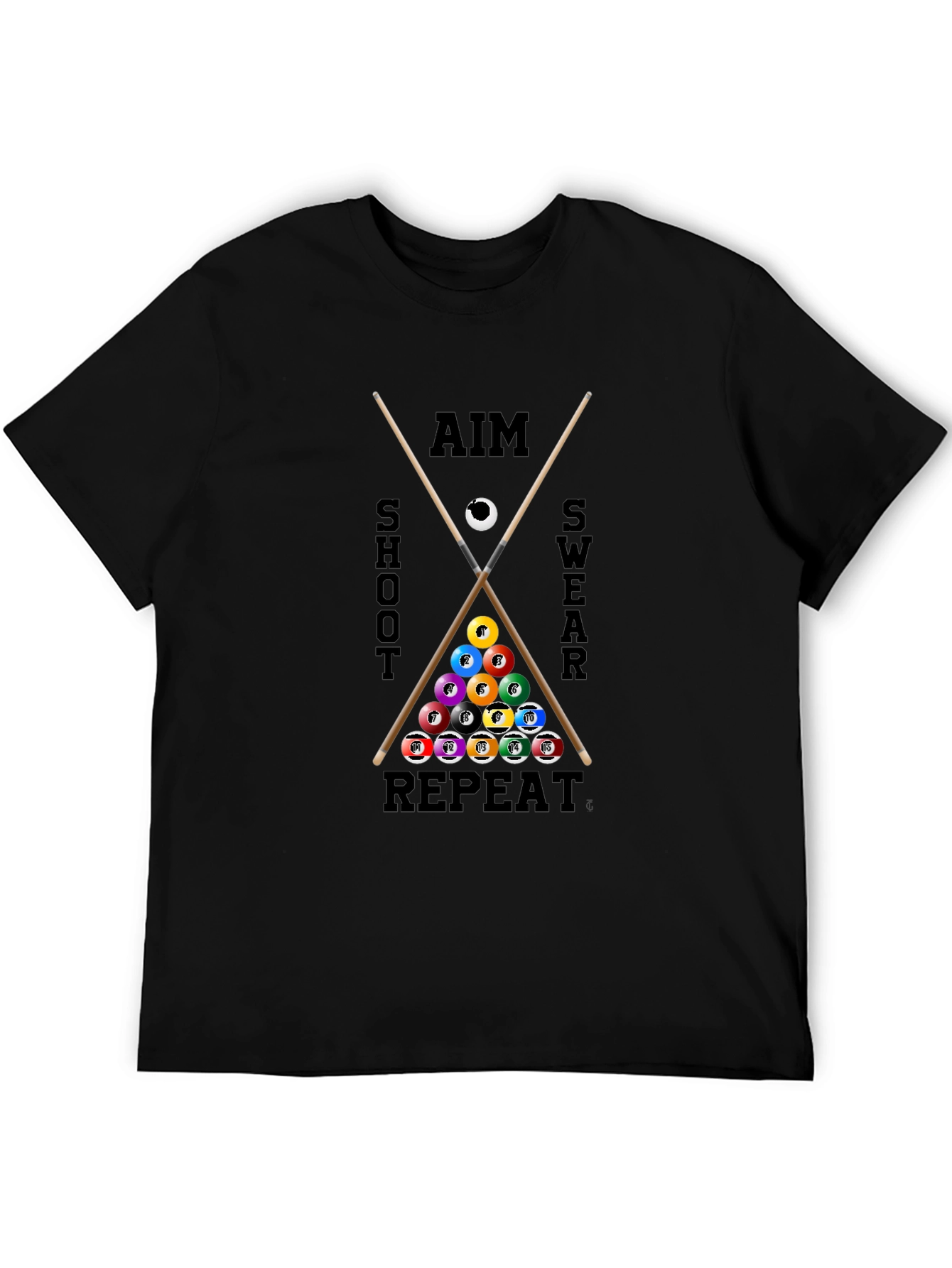 Aim Shoot Swear Repeat Billiards T-Shirt