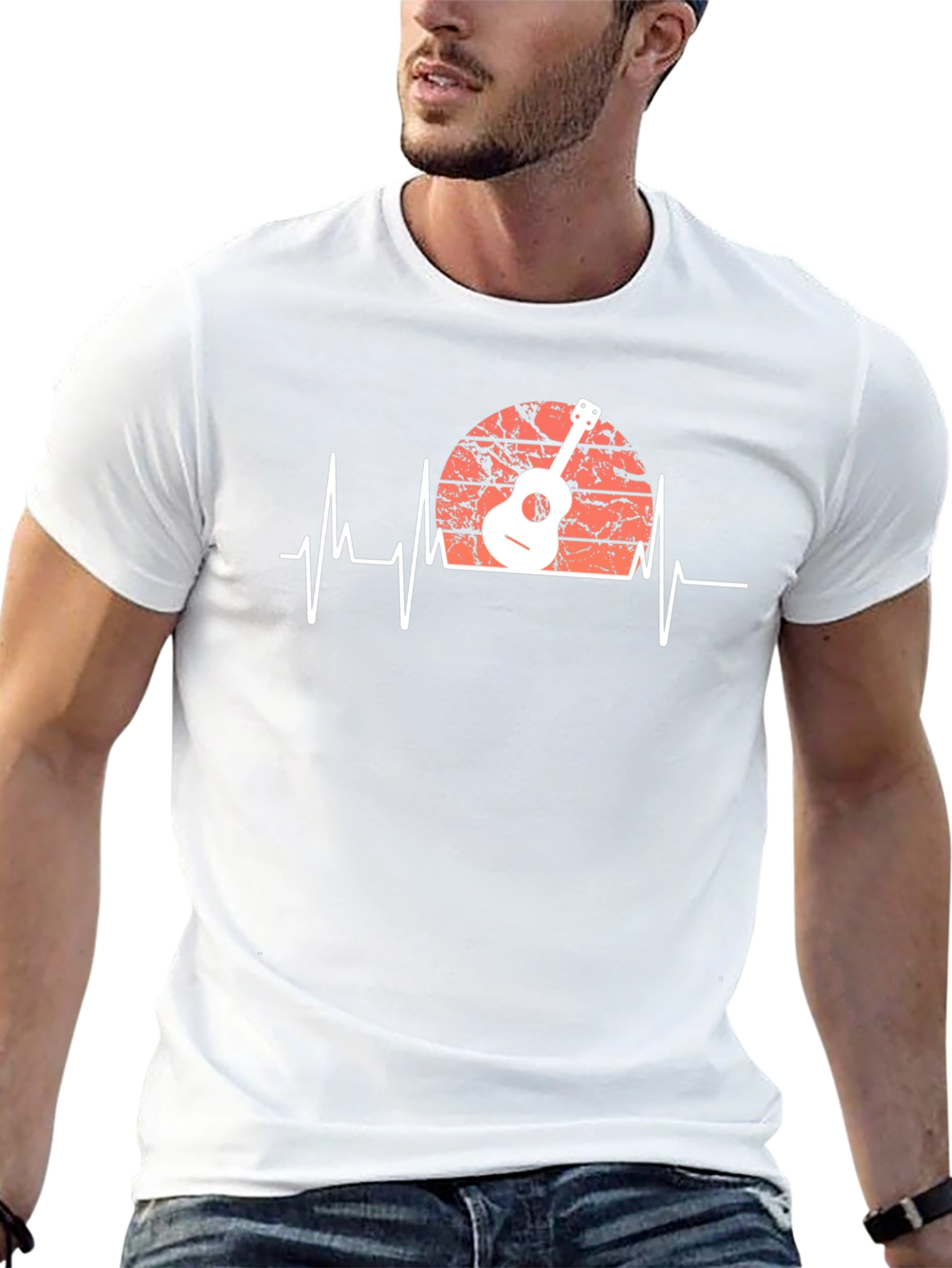 Guitar Heartbeat Graphic Tee - Musician Style