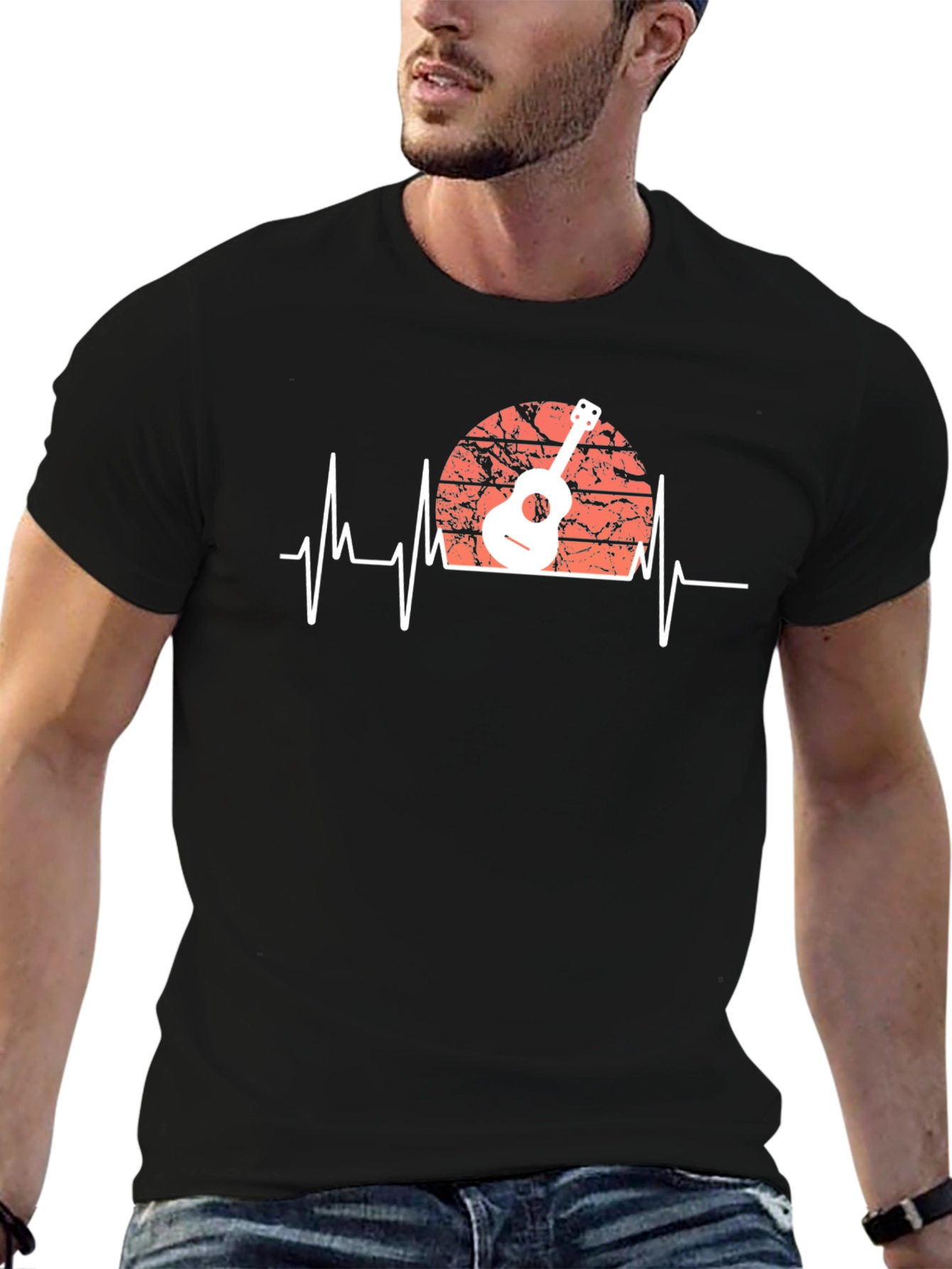 Guitar Heartbeat Graphic Tee - Musician Style