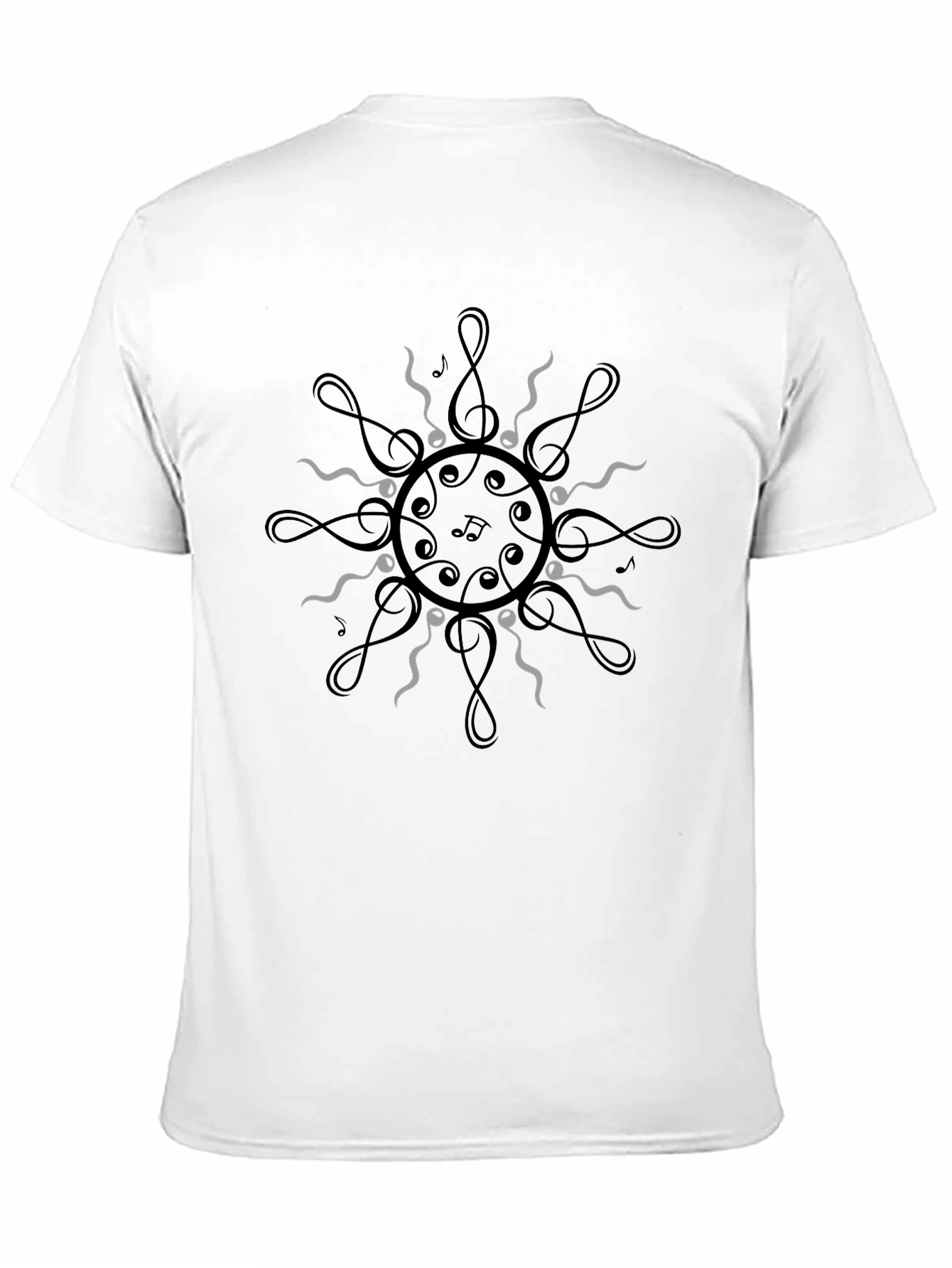 Musical Note Mandala Black T-Shirt