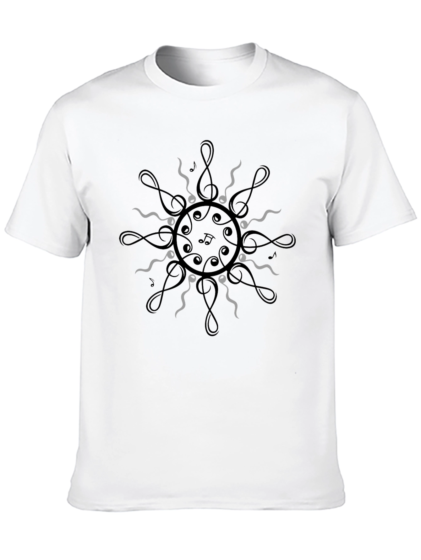 Musical Note Mandala Black T-Shirt
