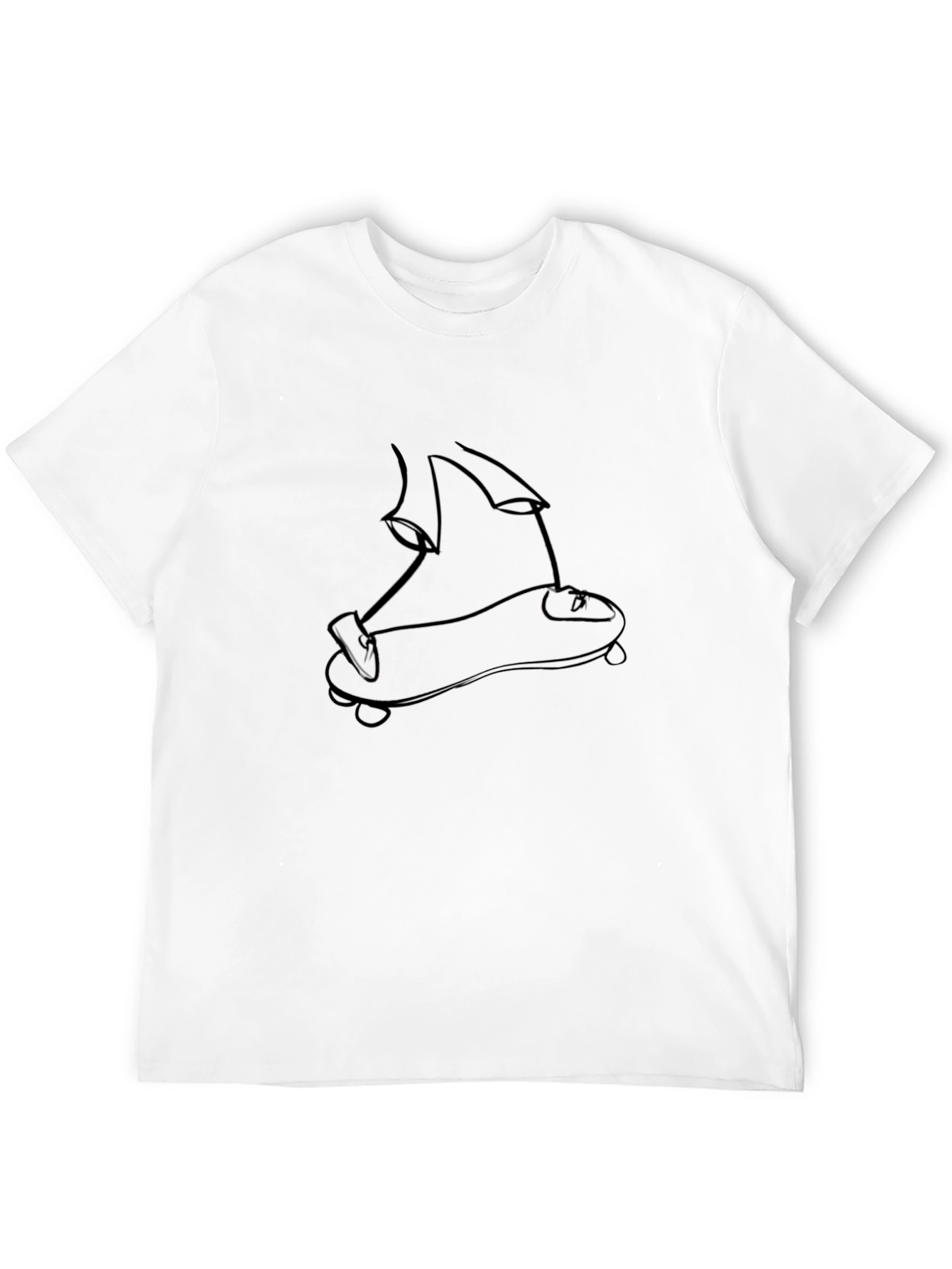 Skateboard Line Art Black T-Shirt