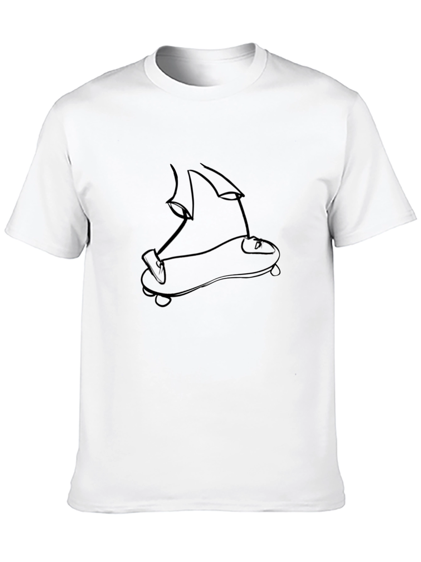 Skateboard Line Art Black T-Shirt