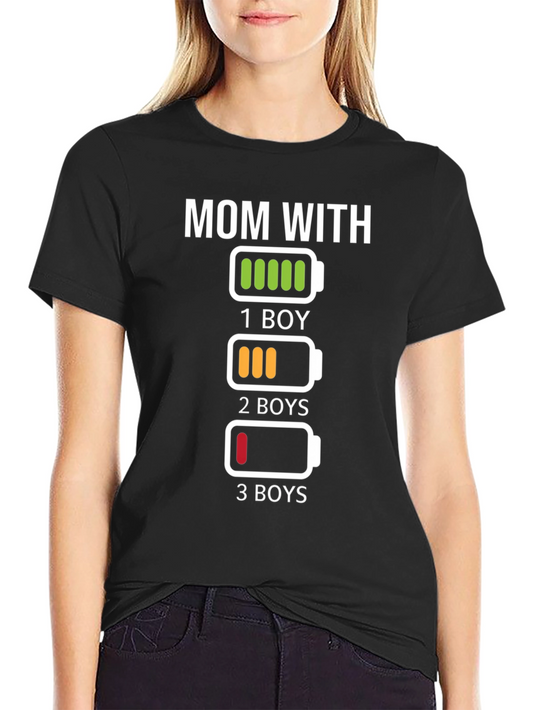 Mom With Boys Battery T-Shirt - Funny Mothers Day Gift
