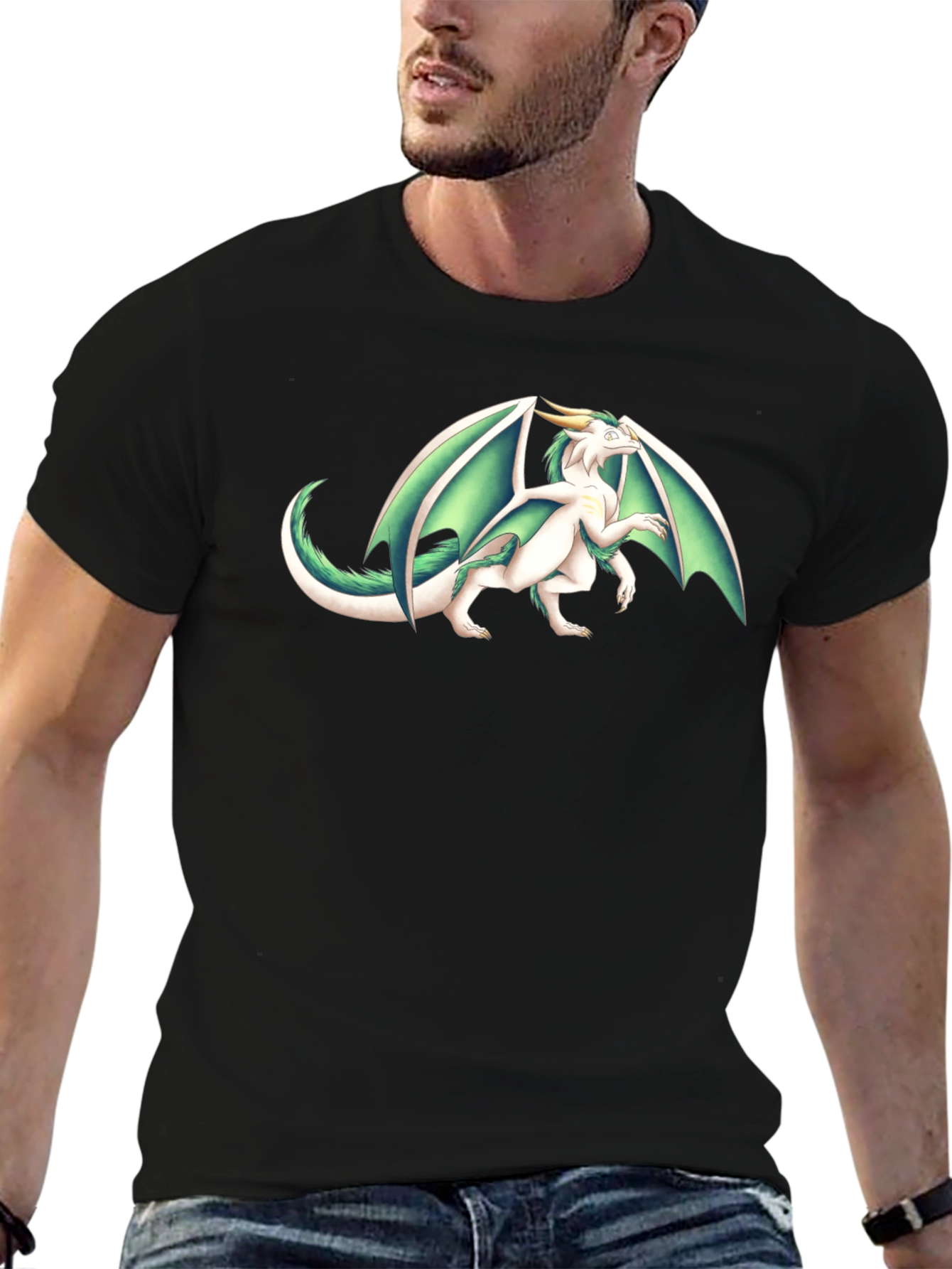 Dragon Graphic Tee - Black Cotton T-Shirt