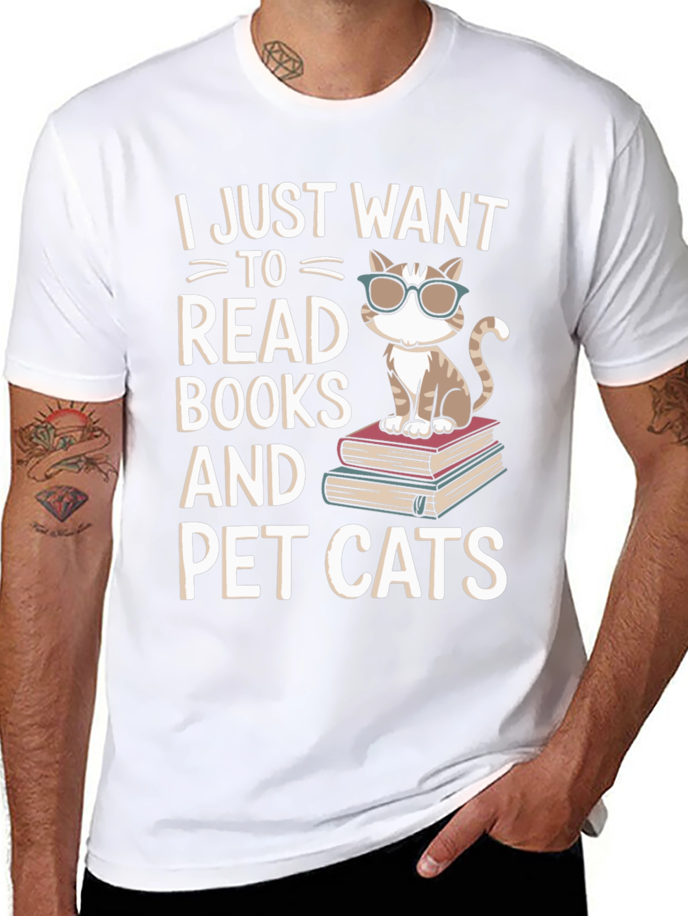 Read Books and Pet Cats Graphic Tee