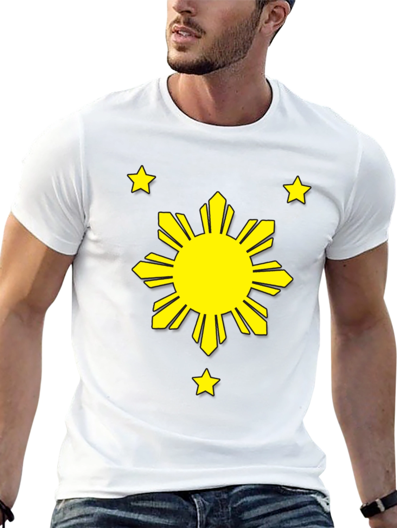 Philippines Flag Sun & Stars Black T-Shirt