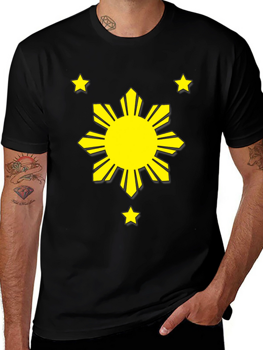 Philippines Flag Sun & Stars Black T-Shirt