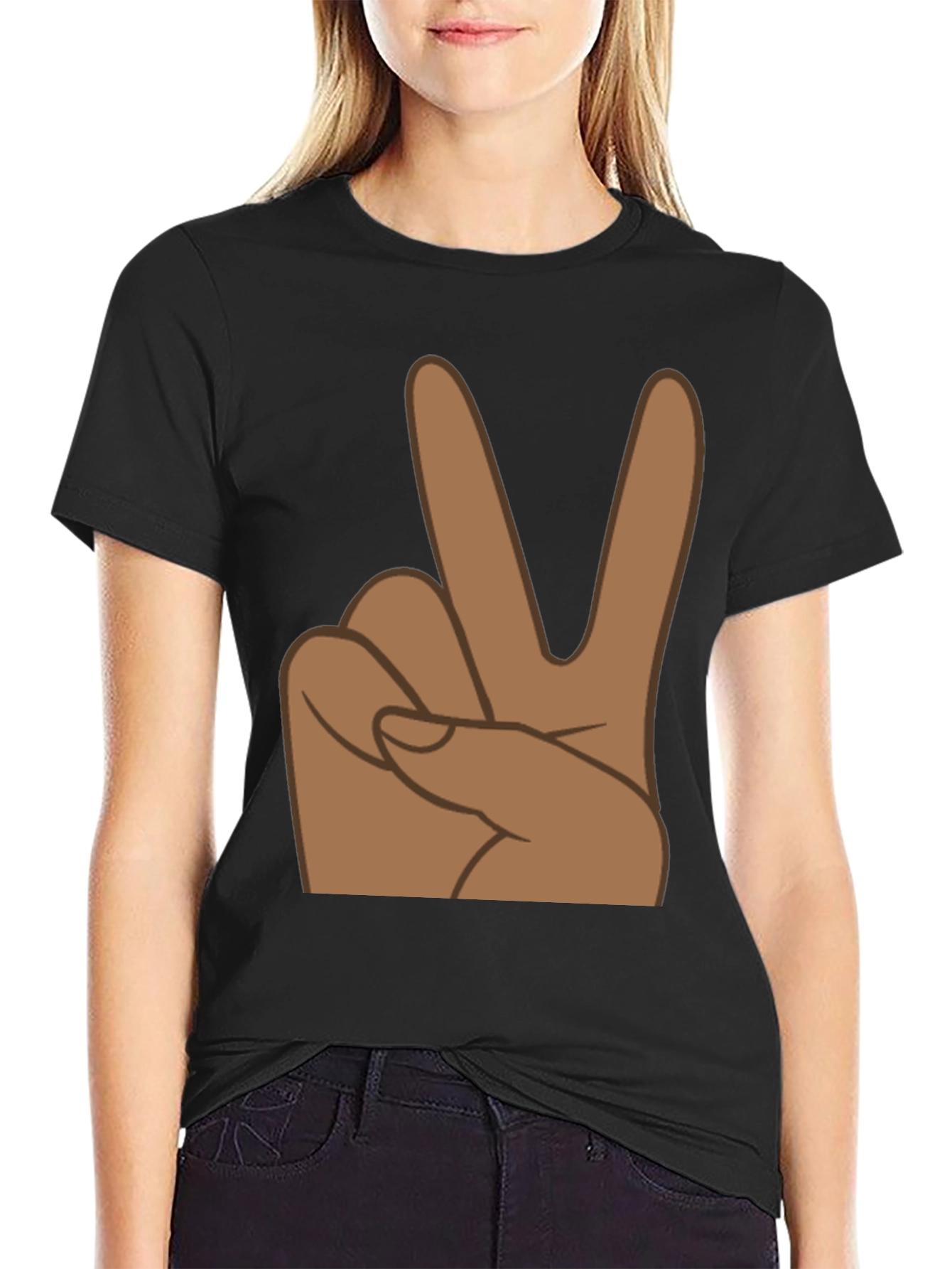 Peace Sign Graphic Tee - Black