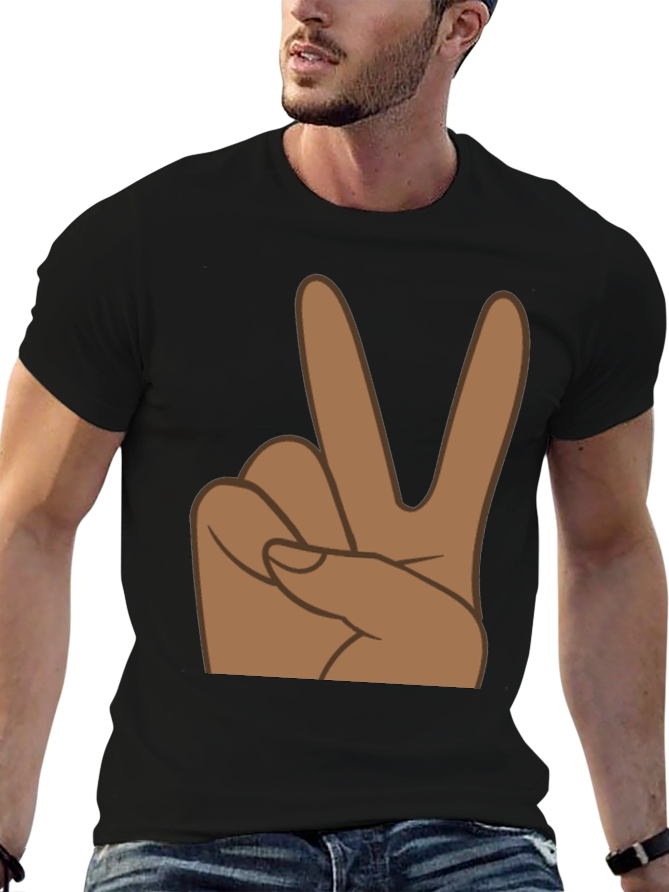 Peace Sign Graphic Tee - Black