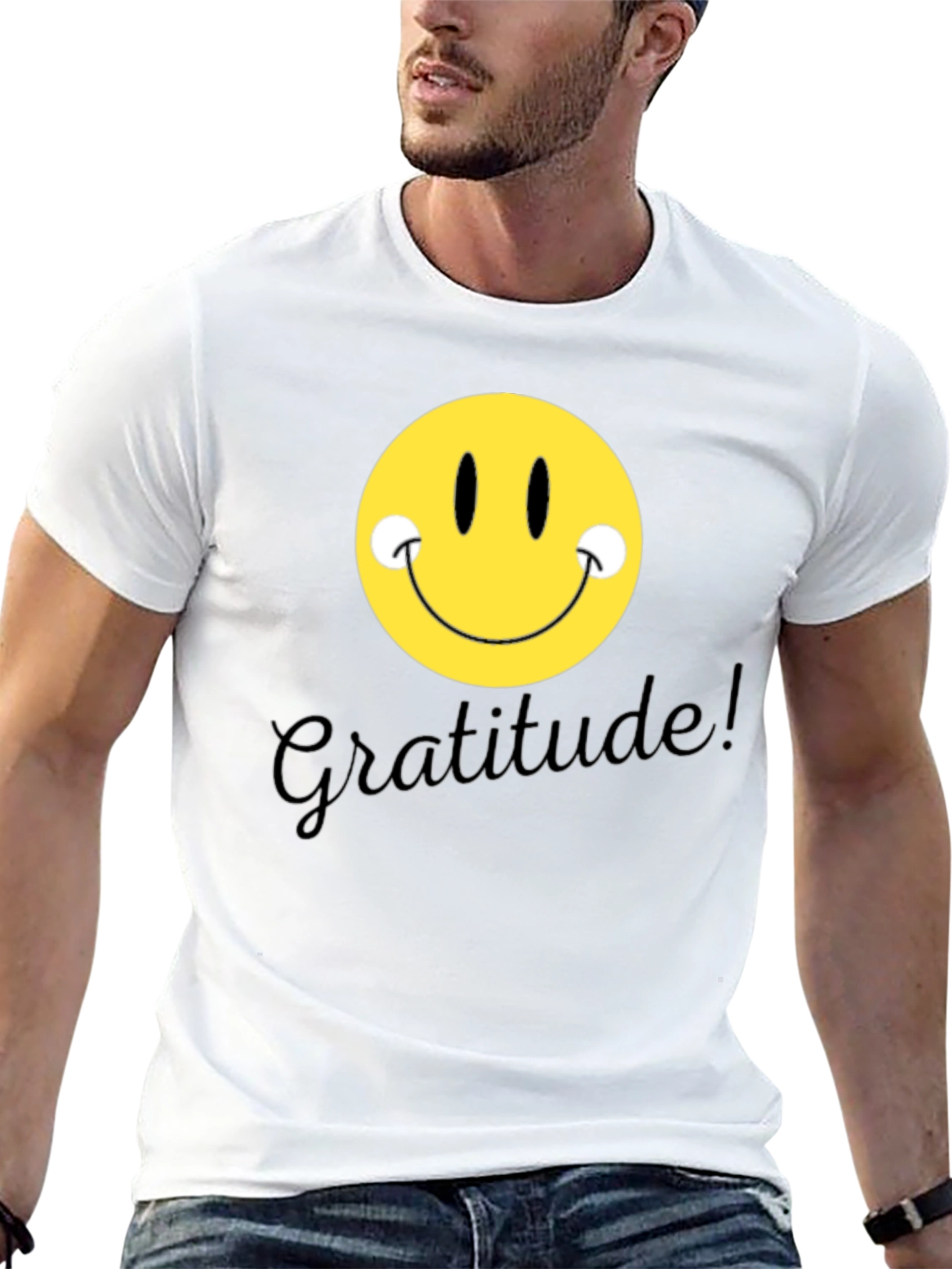 Gratitude Smiley Face Black T-Shirt