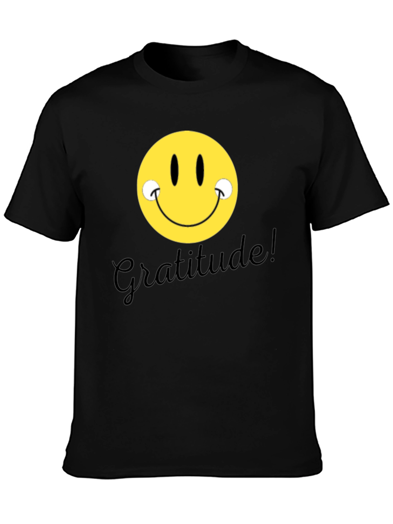 Gratitude Smiley Face Black T-Shirt