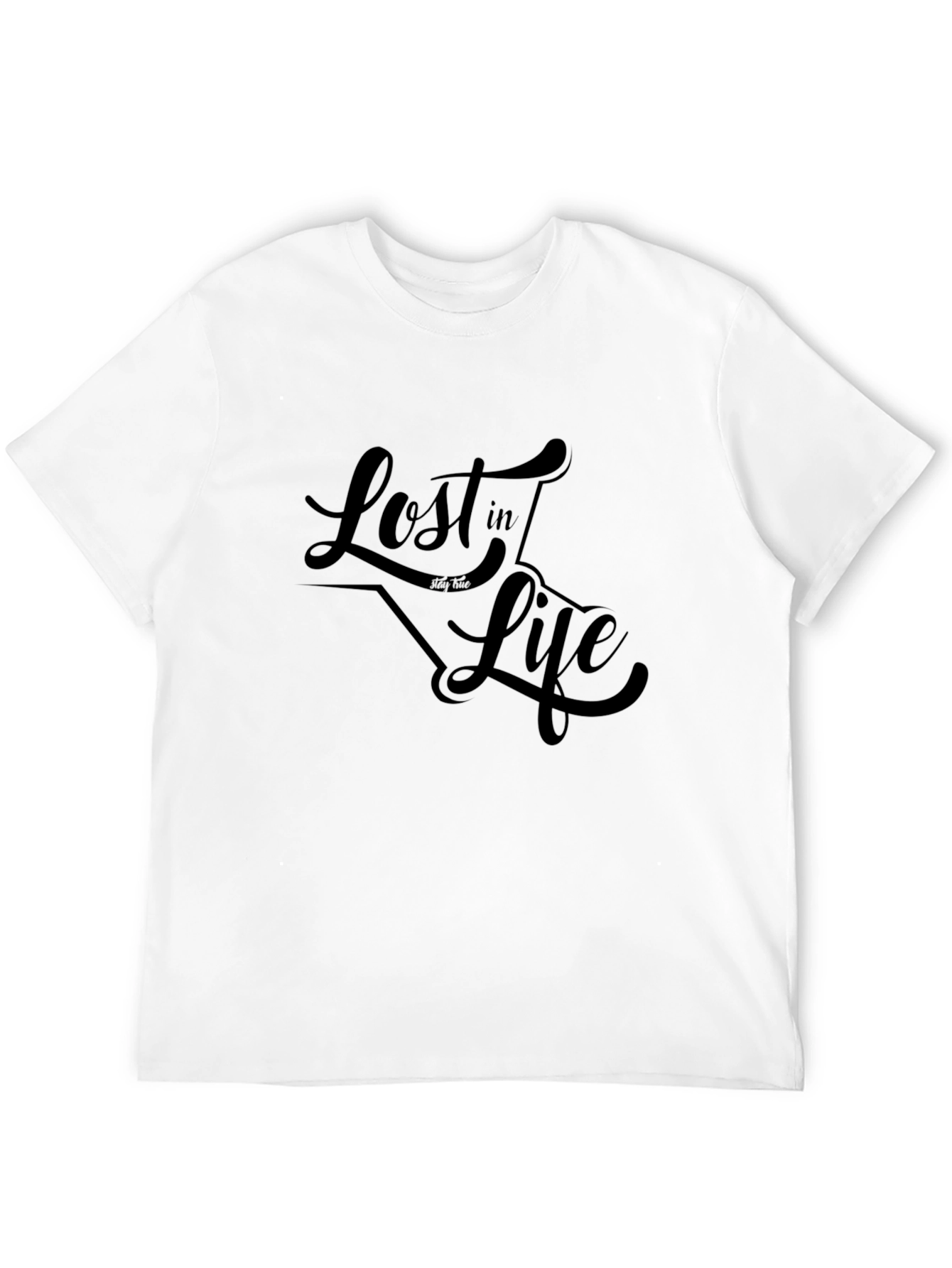 Lost in Life Graphic Tee - Black Cotton T-Shirt