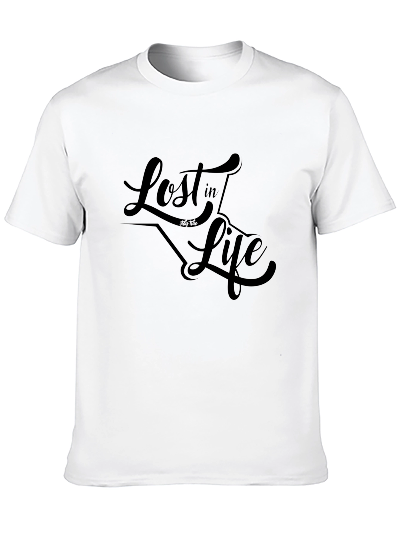Lost in Life Graphic Tee - Black Cotton T-Shirt