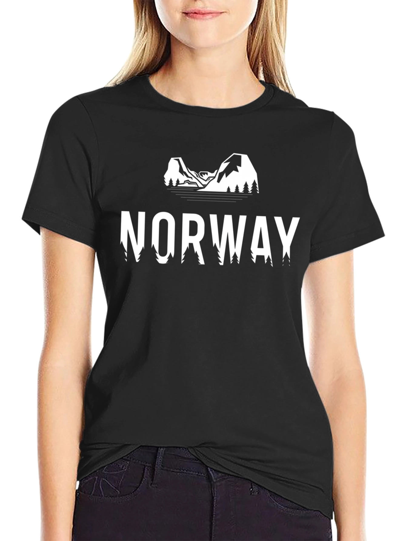 Norway Graphic Print Tee - Black Cotton T-Shirt