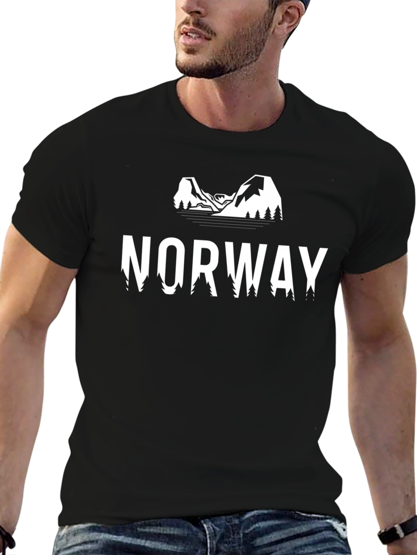 Norway Graphic Print Tee - Black Cotton T-Shirt