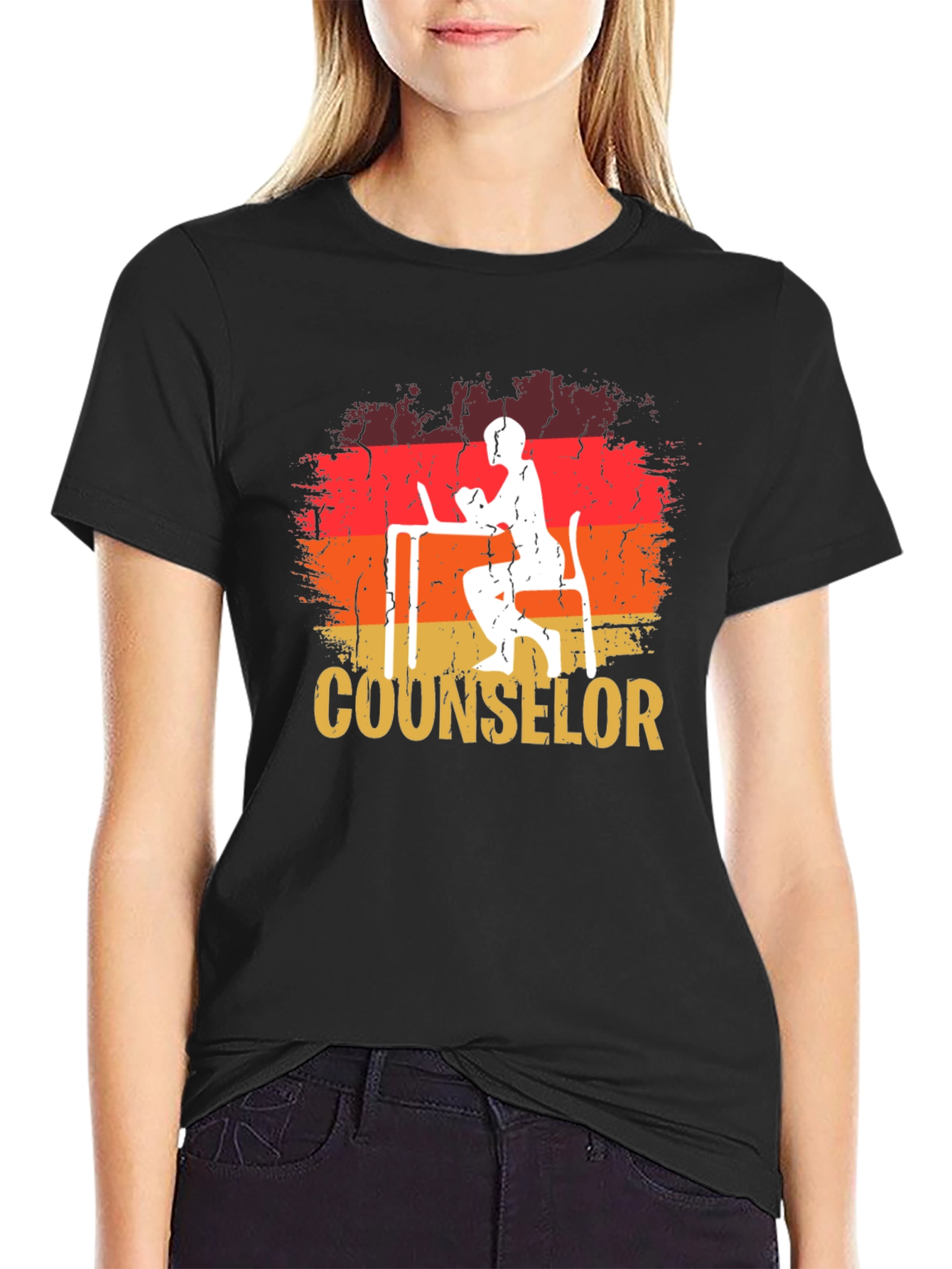 Counselor Retro Graphic Tee - Black Cotton T-Shirt