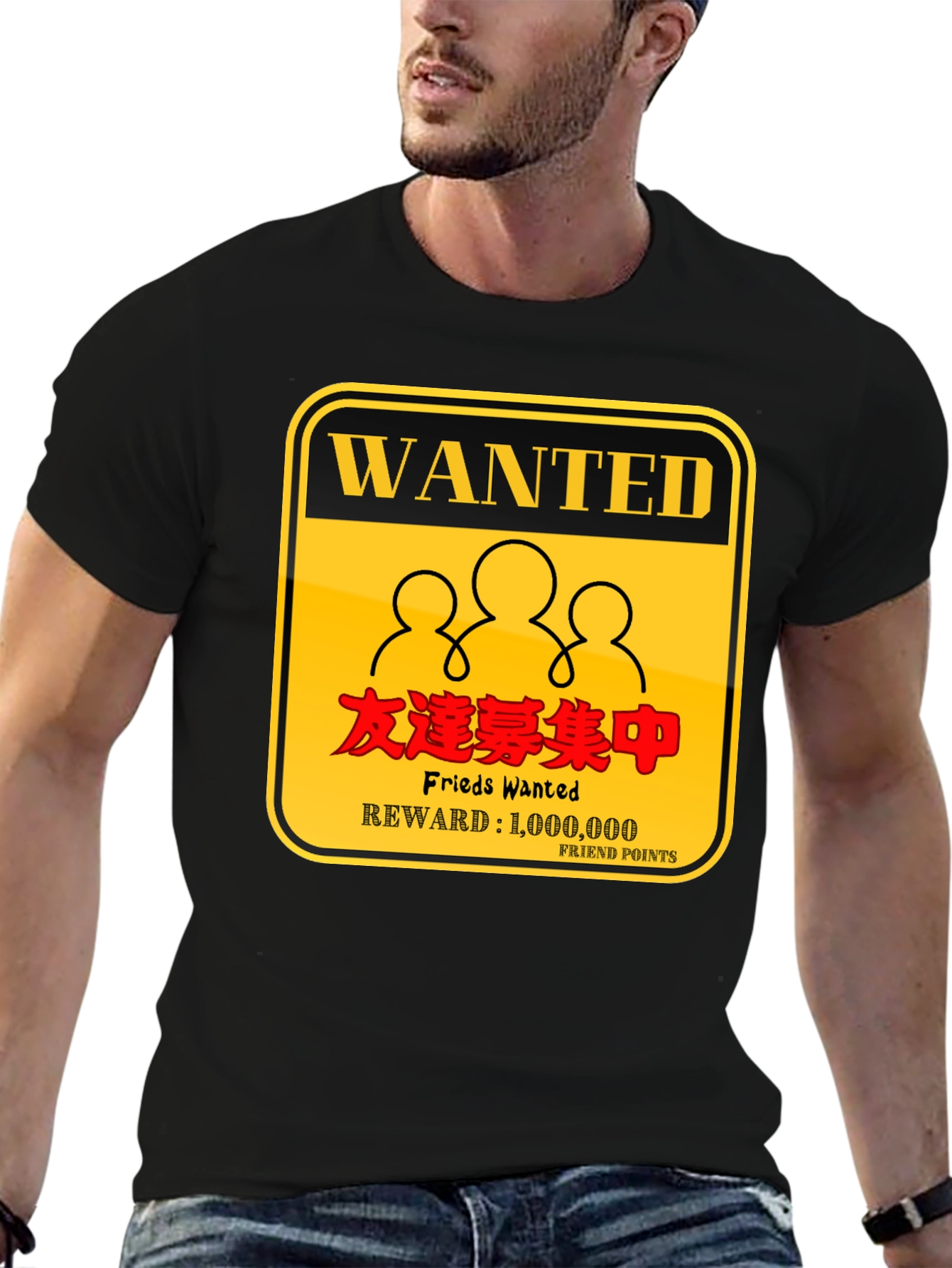 Wanted Friends Black T-Shirt