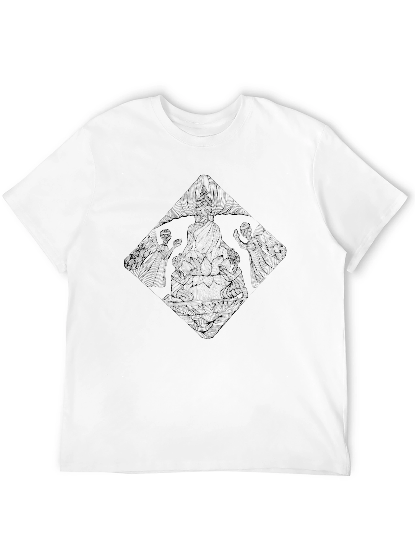 Black Graphic Print Tee for Men