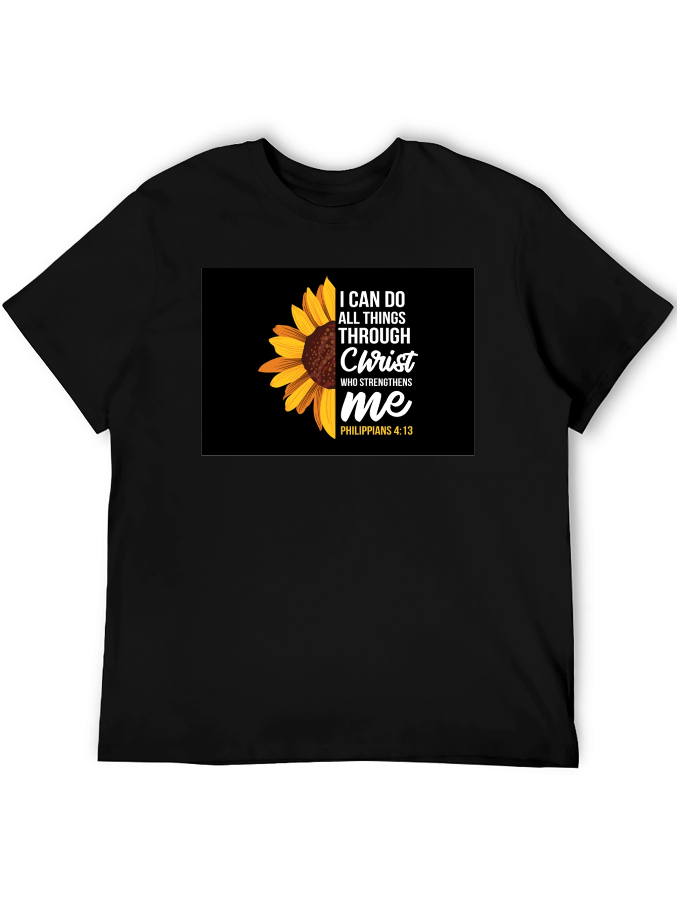 Sunflower Christian Verse Black T-Shirt